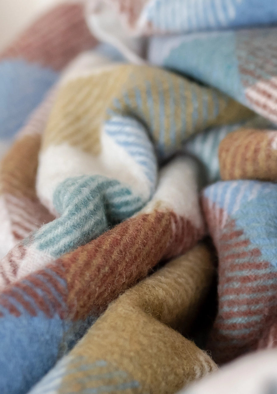 Recycled Wool Picnic Blanket | Rainbow Herringbone