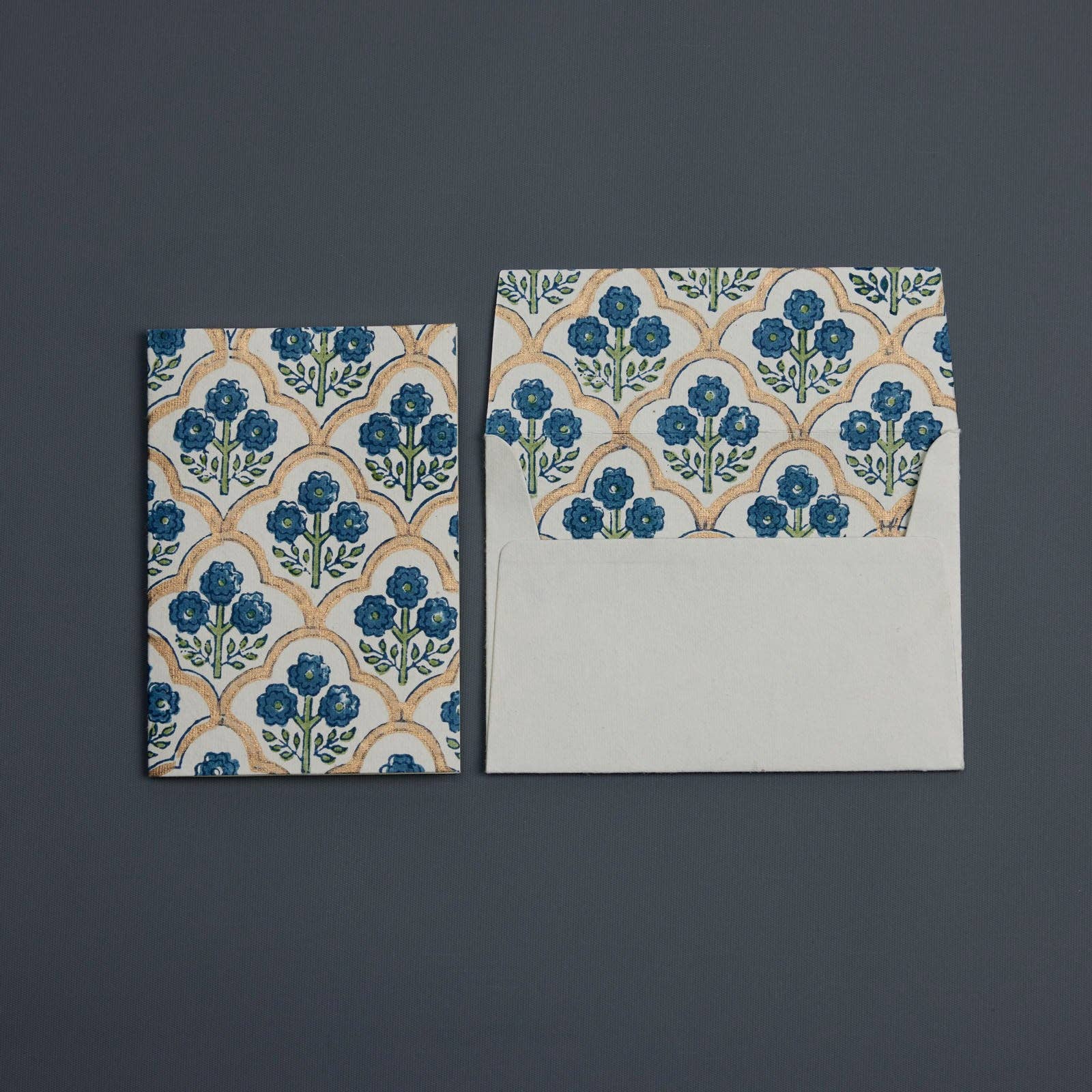 Hand Block Printed Greeting Card | Trellis Indigo