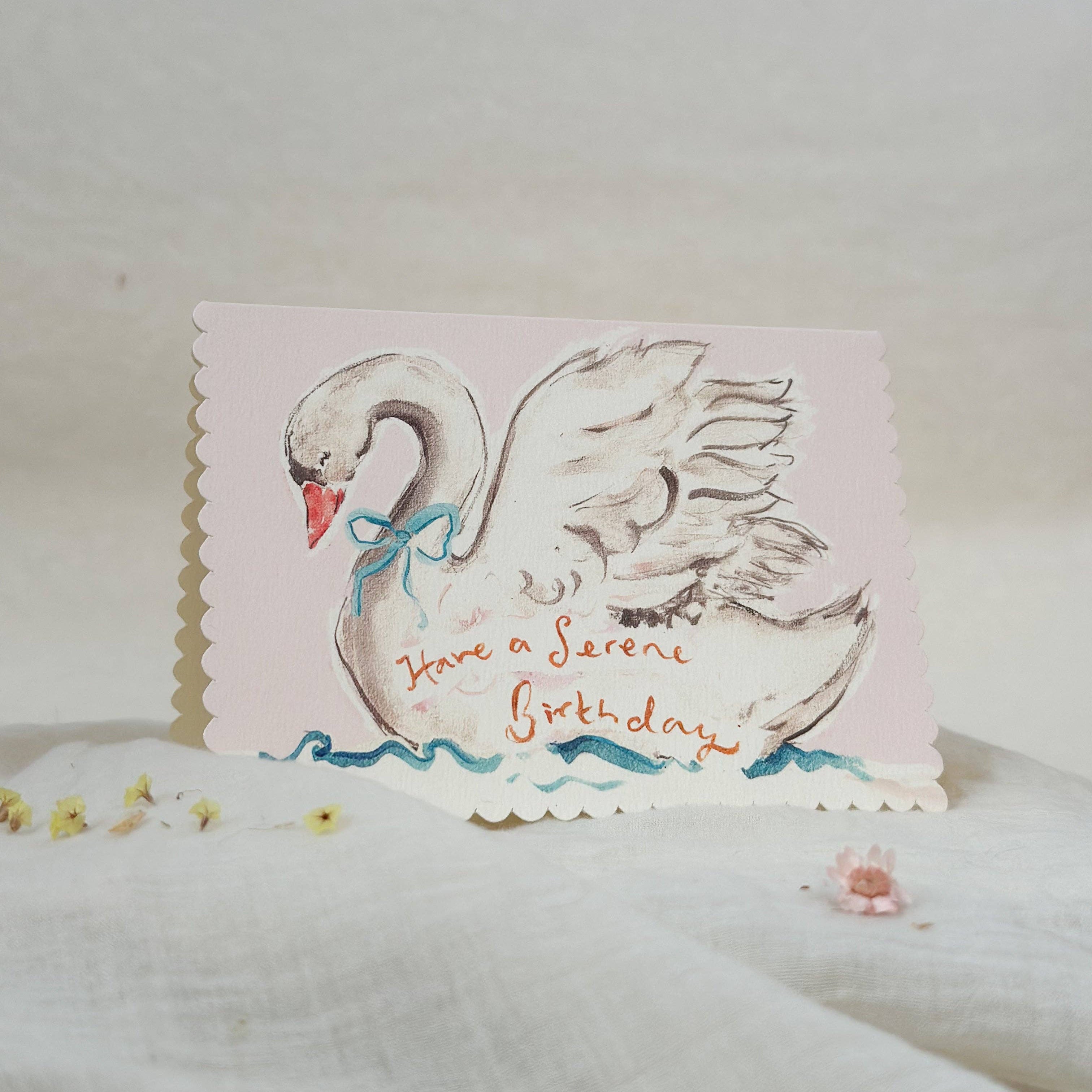 Have a Serene Birthday Swan card
