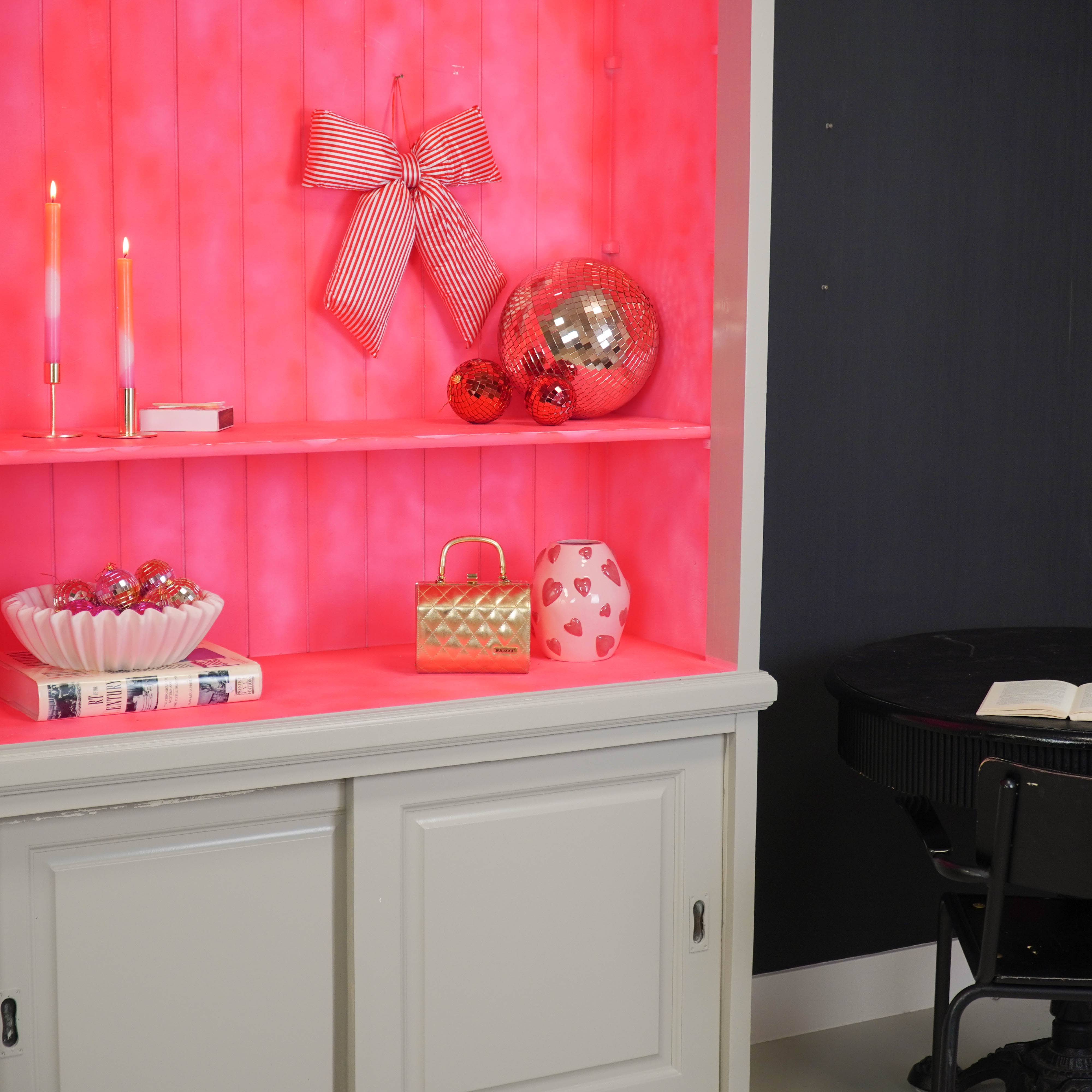 Red & White Striped Bow Christmas Decoration