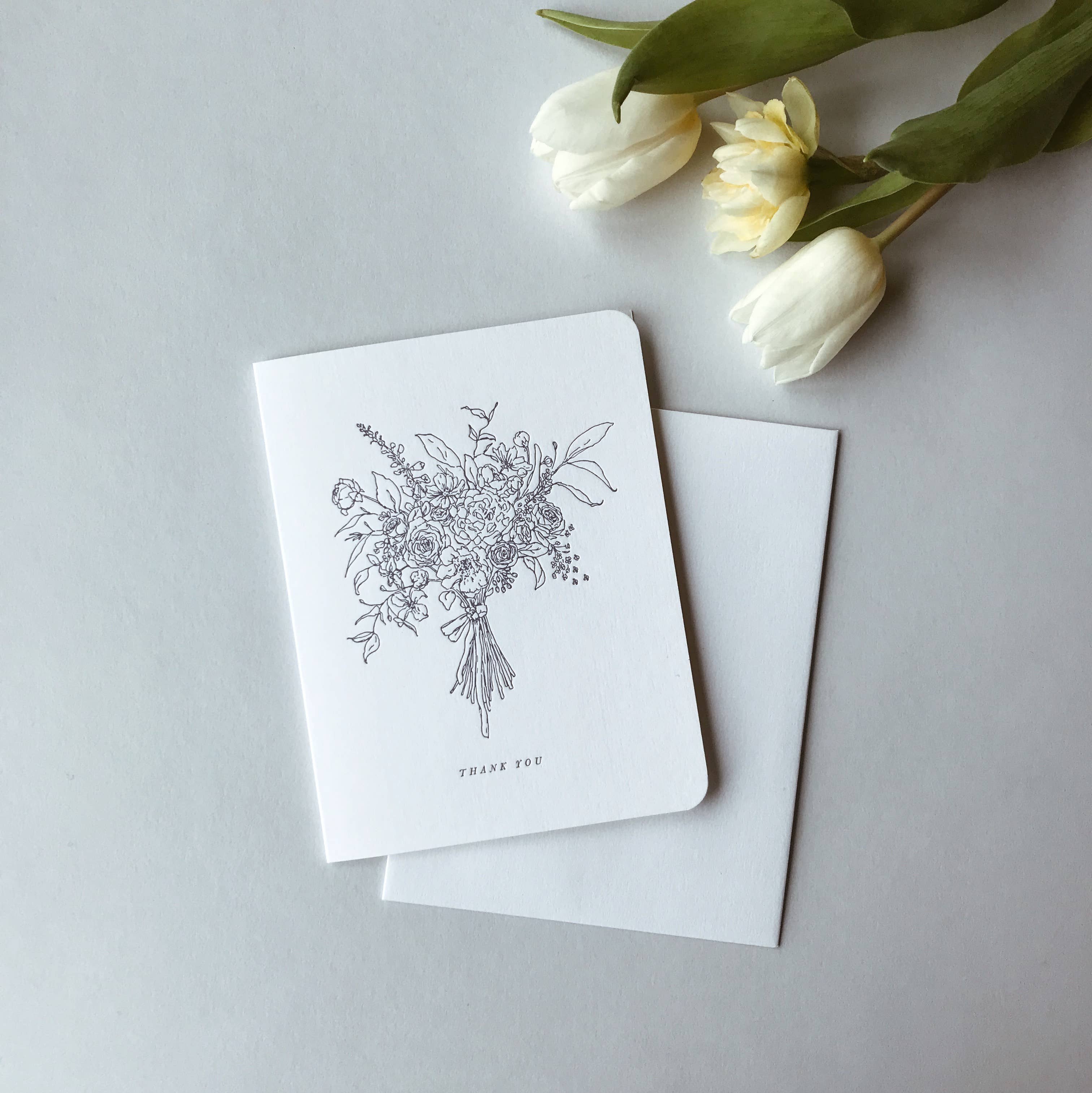 'Thank You' Floral Letterpress Card