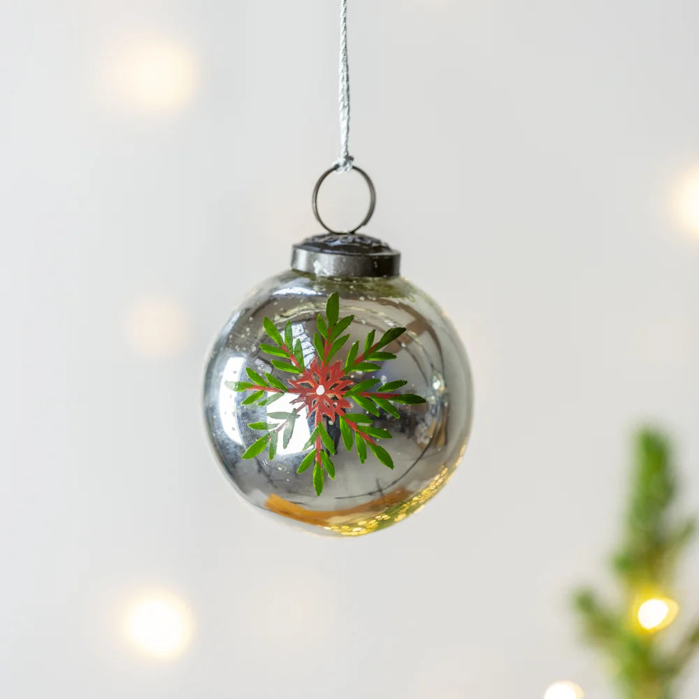 Painted Snowflake Bauble Silver