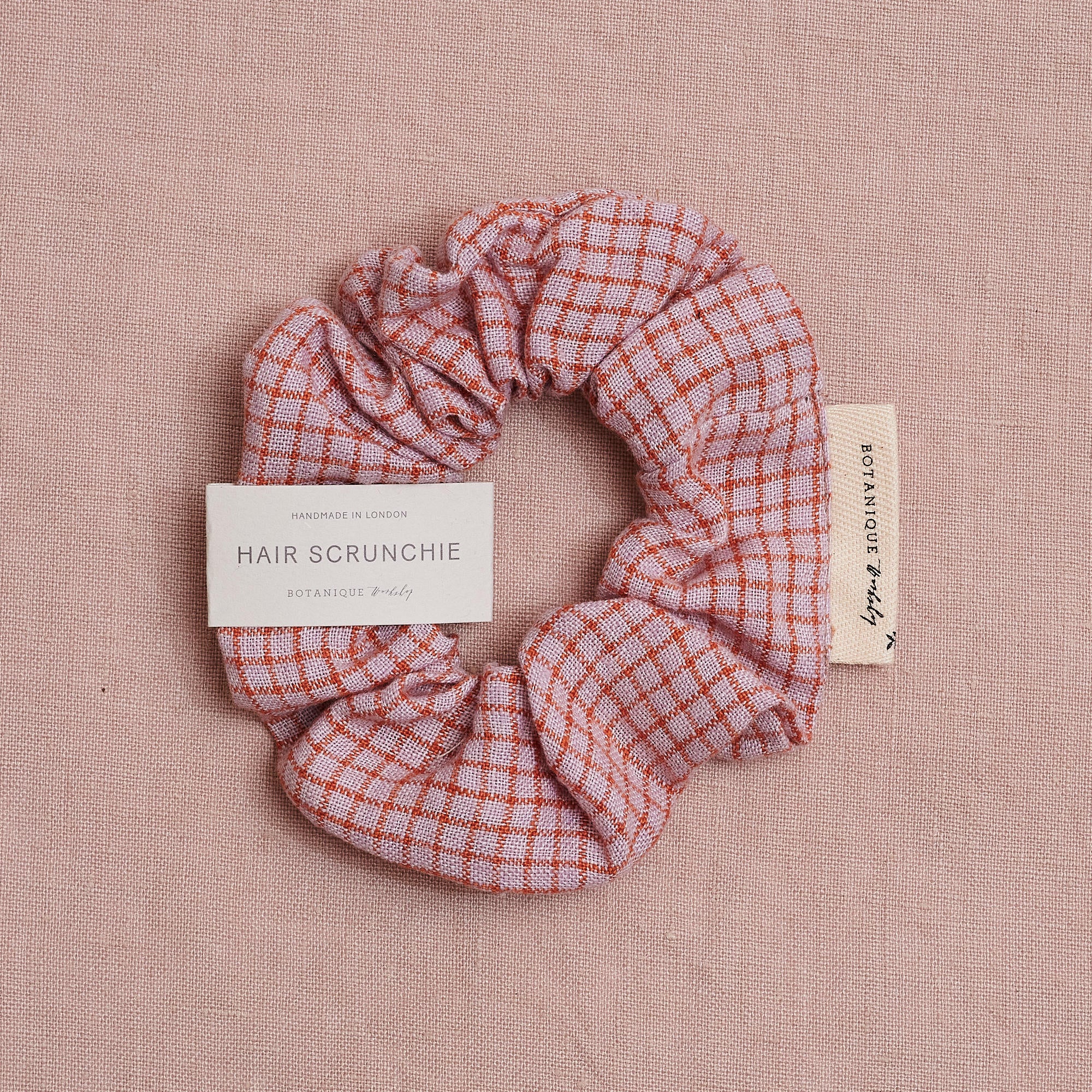 Linen Hair Scrunchie | Jazz Pink Check