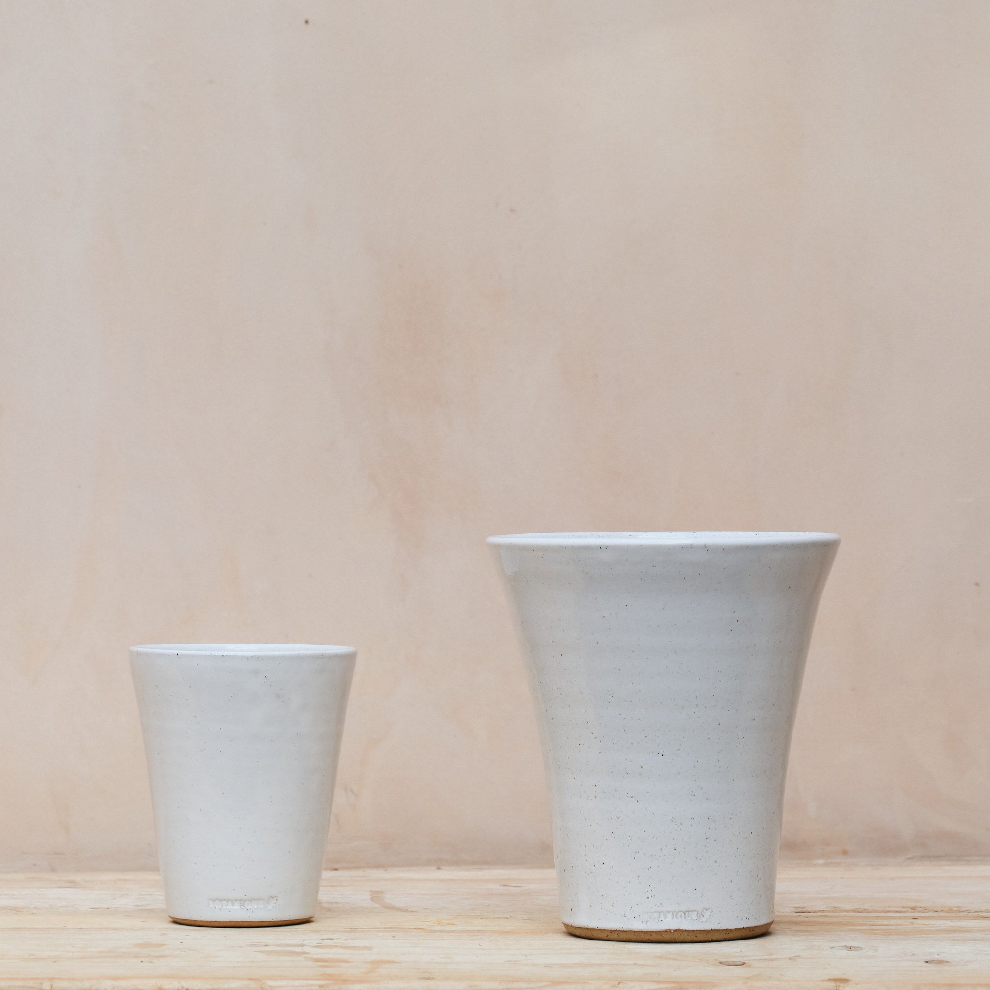 Hand Thrown Ceramic Fluted Vases | Speckled White | 3 Sizes Available