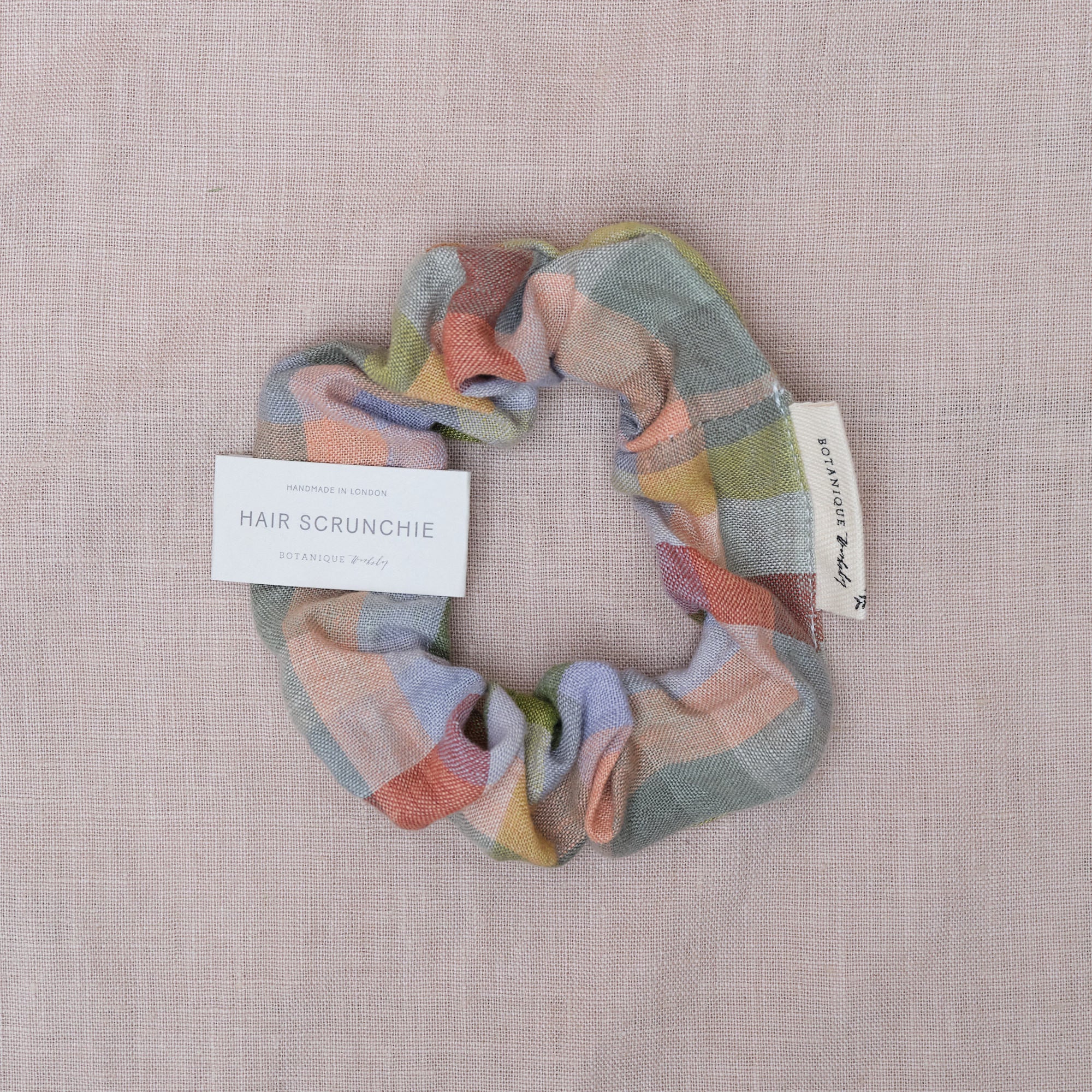 Linen Hair Scrunchie | Aurora Check