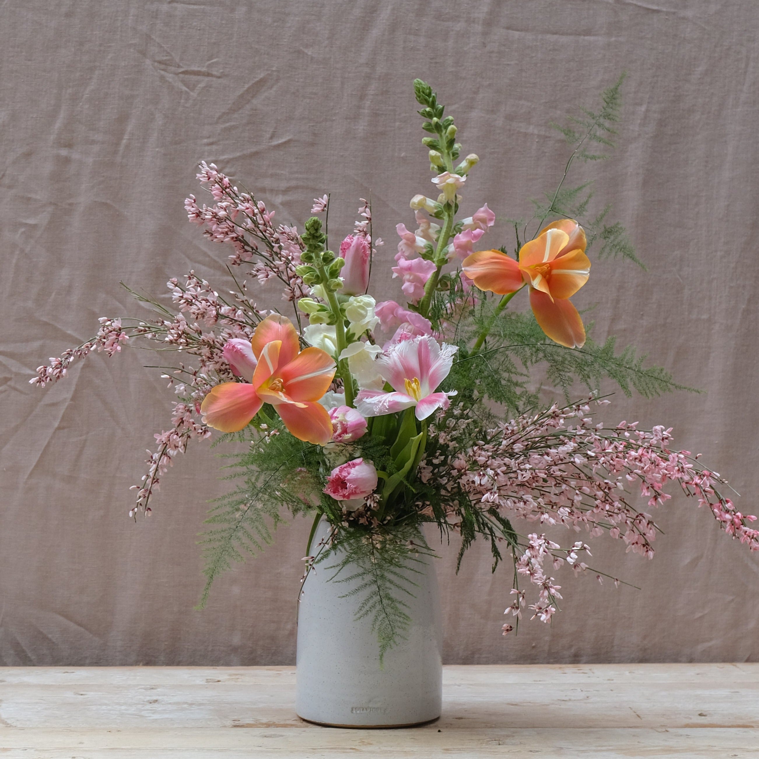 Mother's Day flower bouquet gift set with candles and bath salts