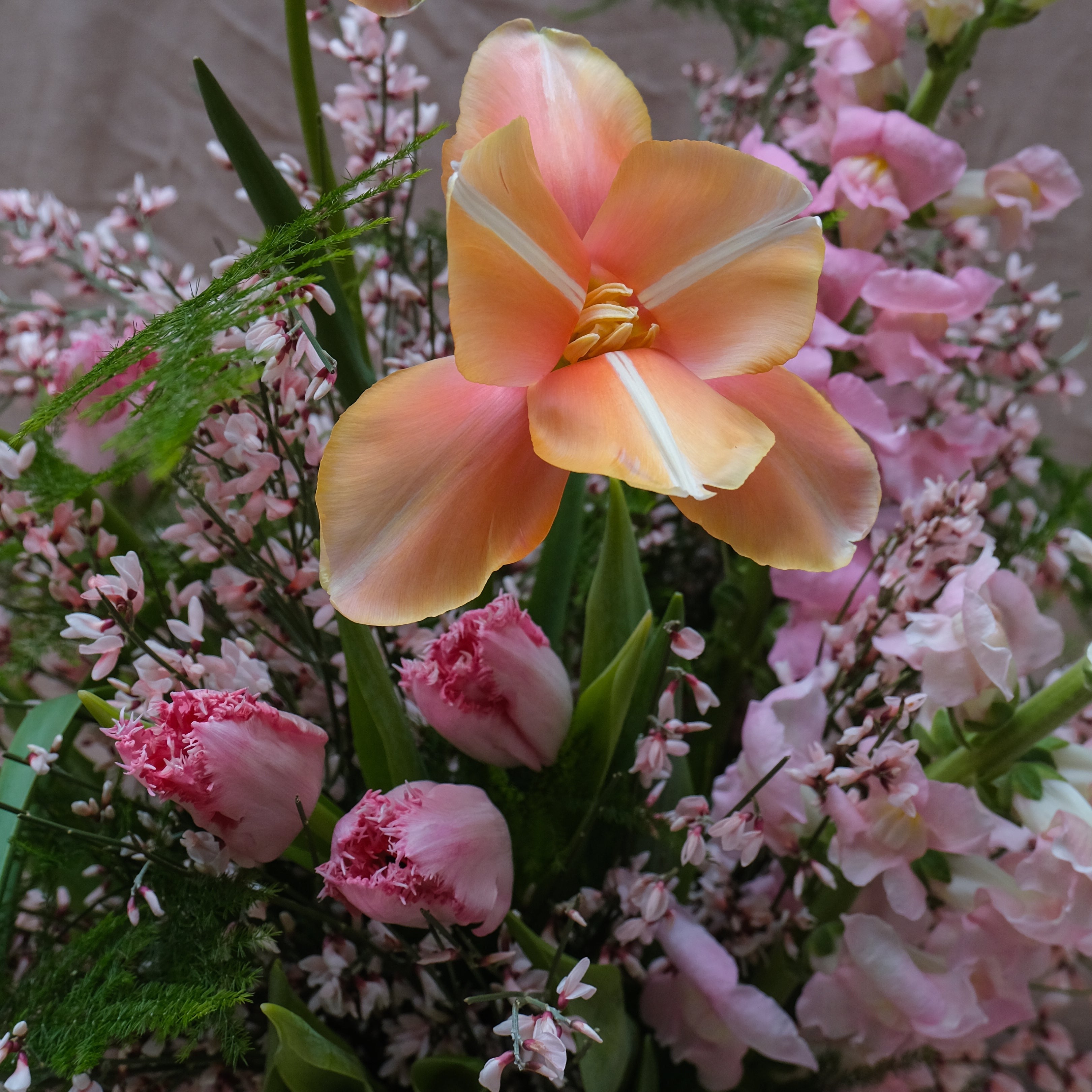 Mother's Day flower bouquet gift set with candles and bath salts