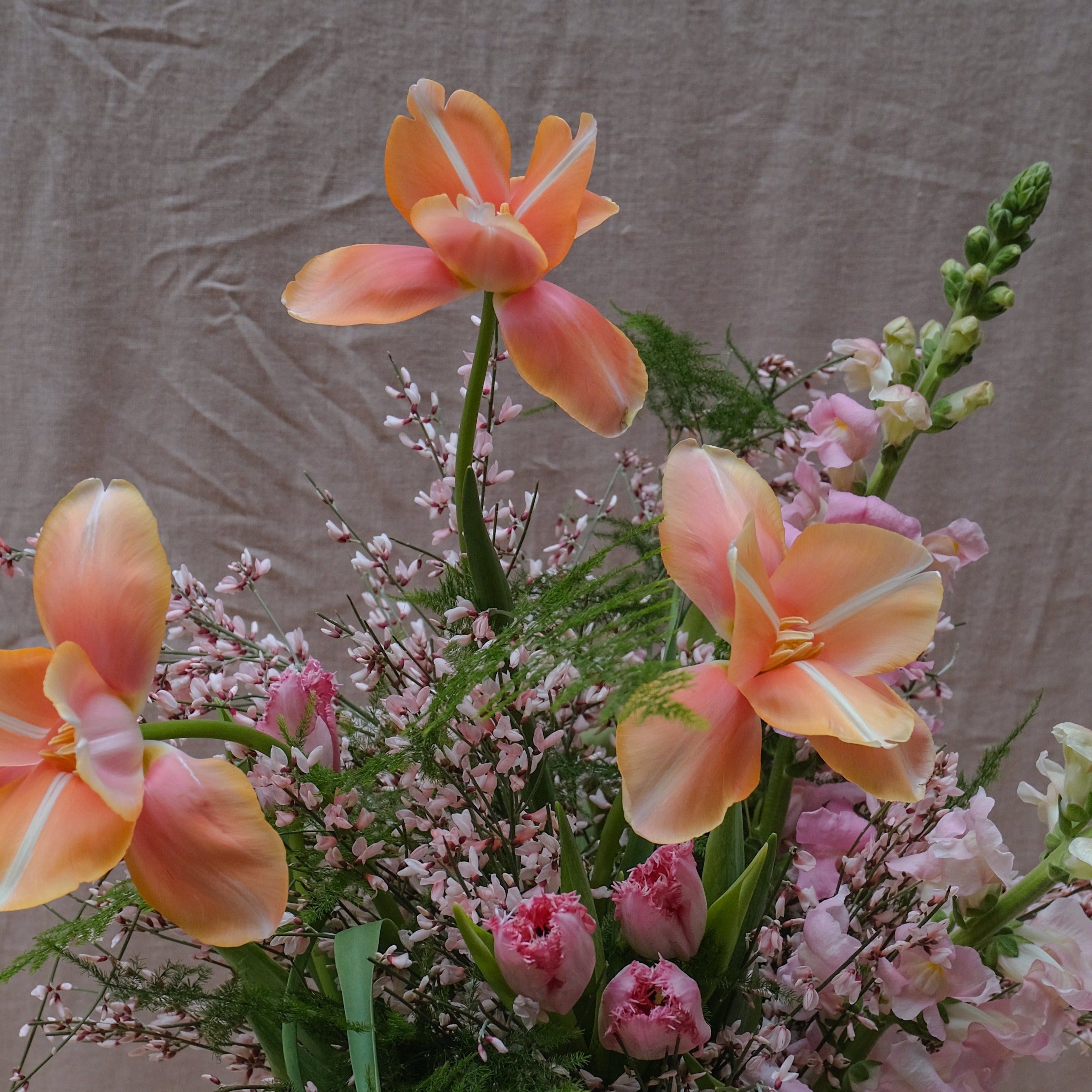 Mother's Day flower bouquet gift set with candles and bath salts