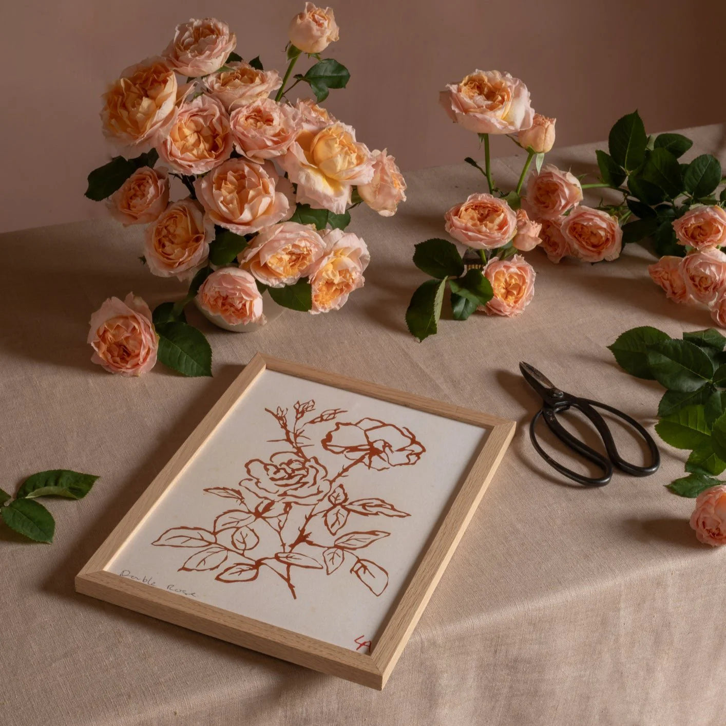 Double Rose Art Print | A4