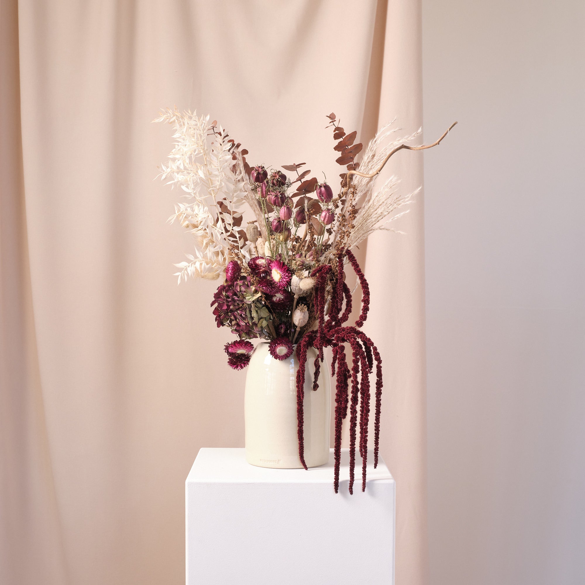 Everlasting Reds Dried Flower Vase Arrangements