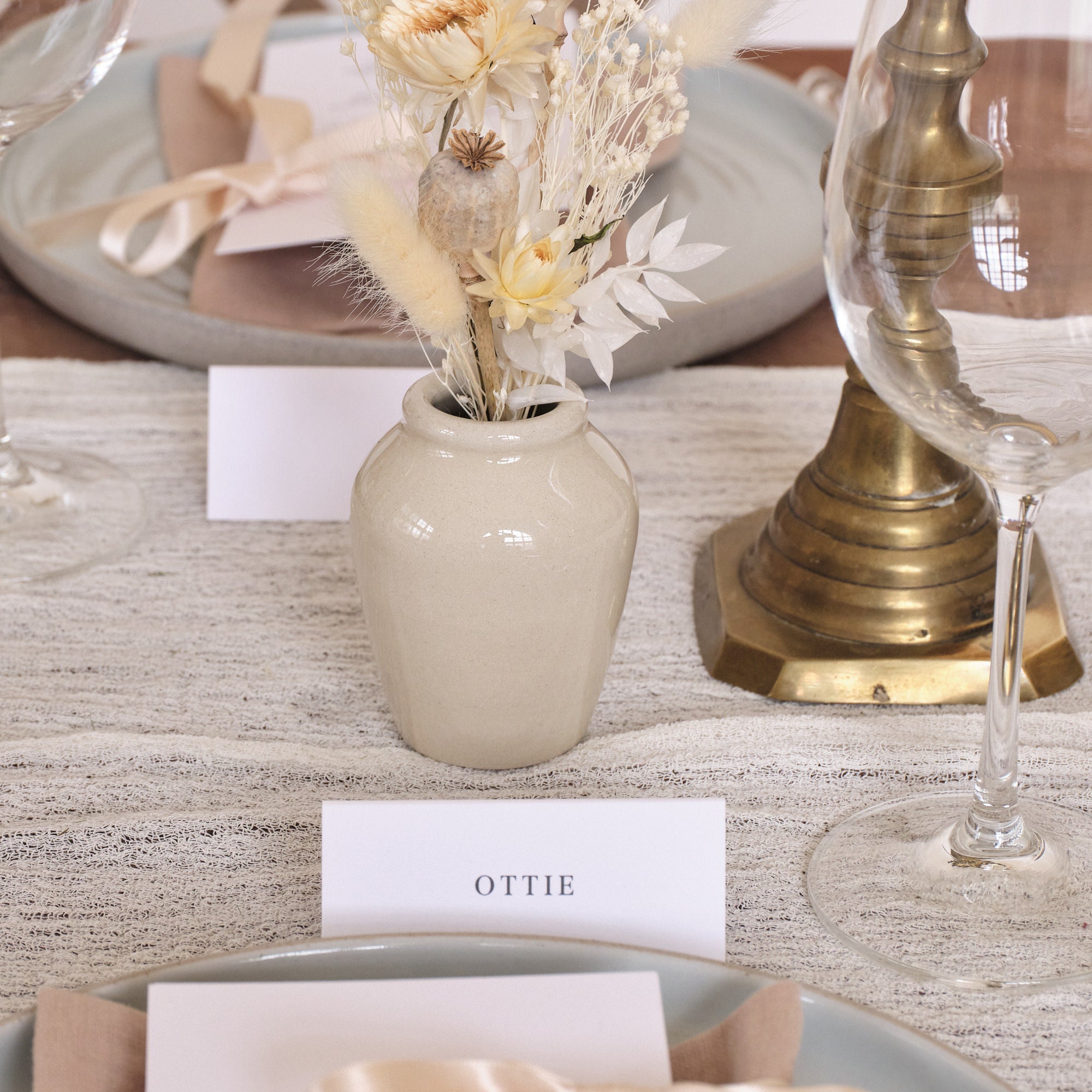 Everlasting Whites Dried Flower Bud Vase Arrangements