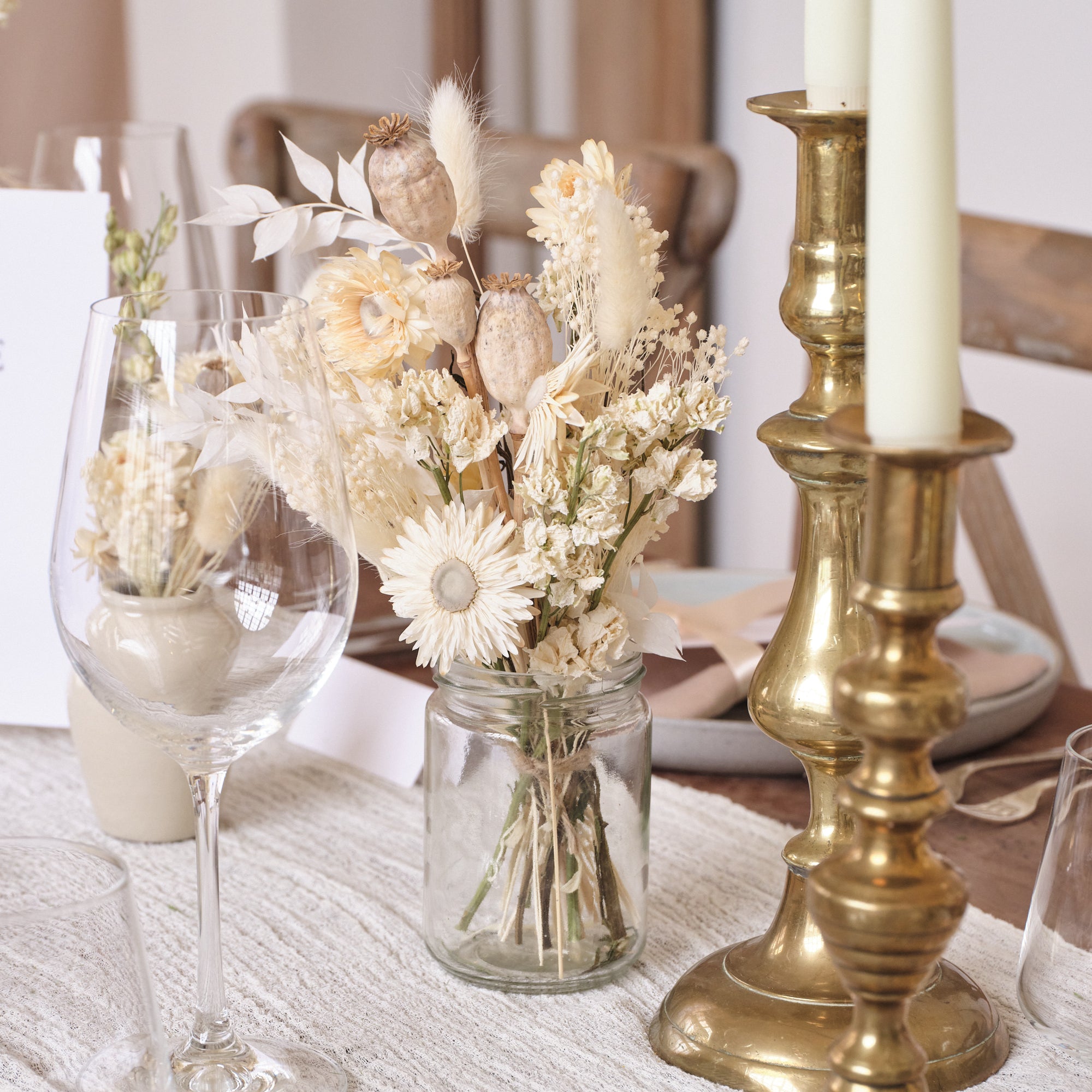 Everlasting Whites Jam Jar Arrangements