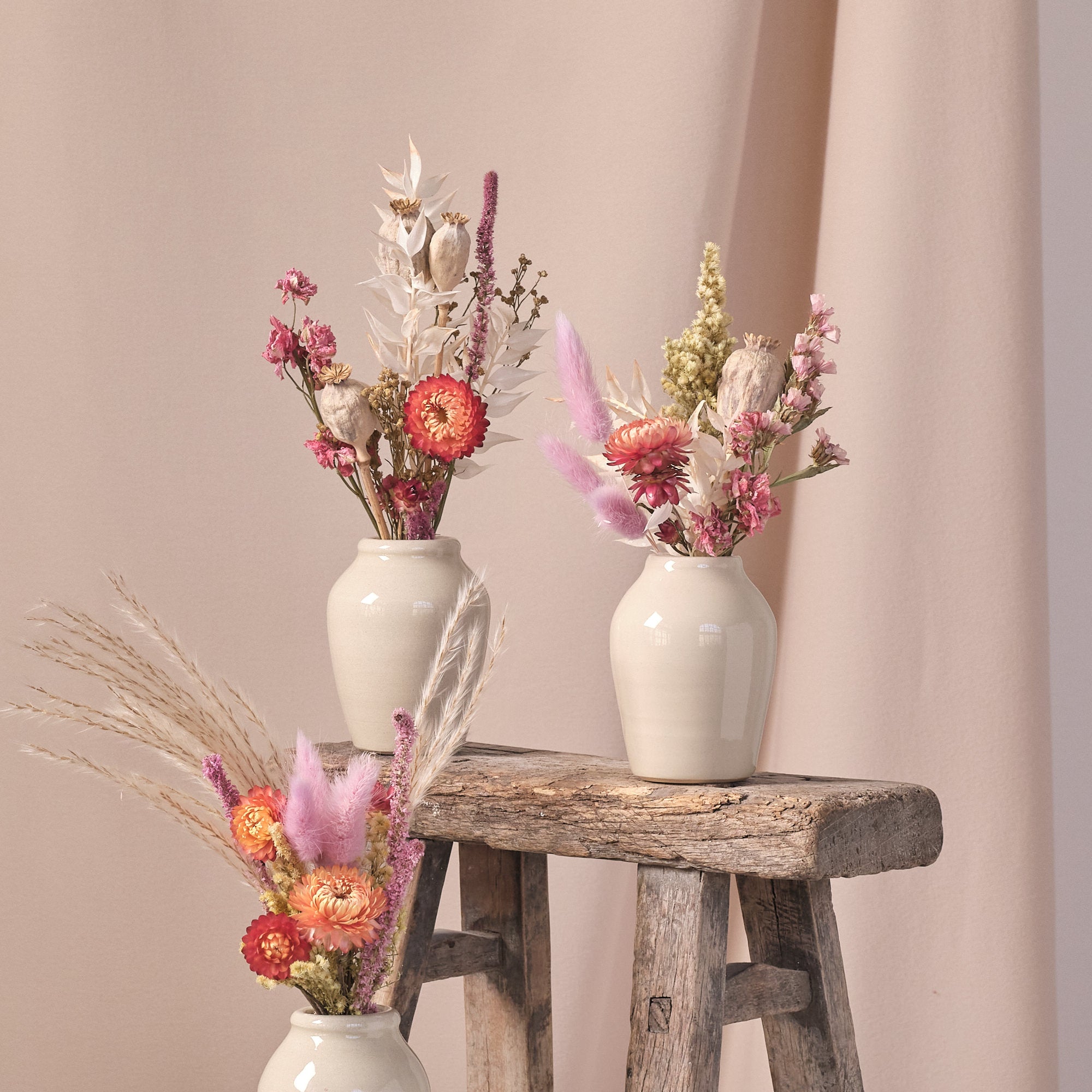 Everlasting Pastels Dried Flower Bud Vase Arrangements