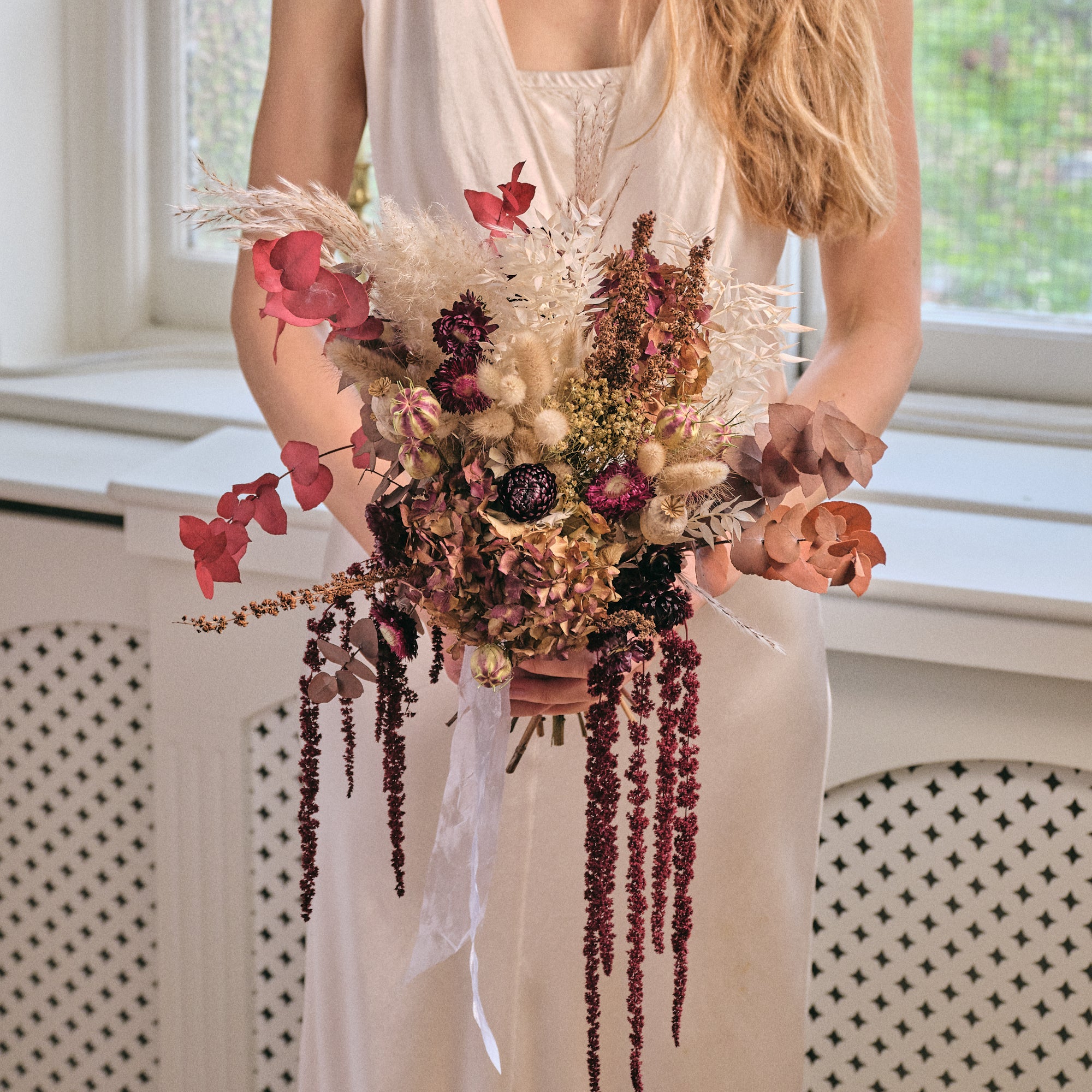Everlasting Reds Dried Flower Bridal Bouquet