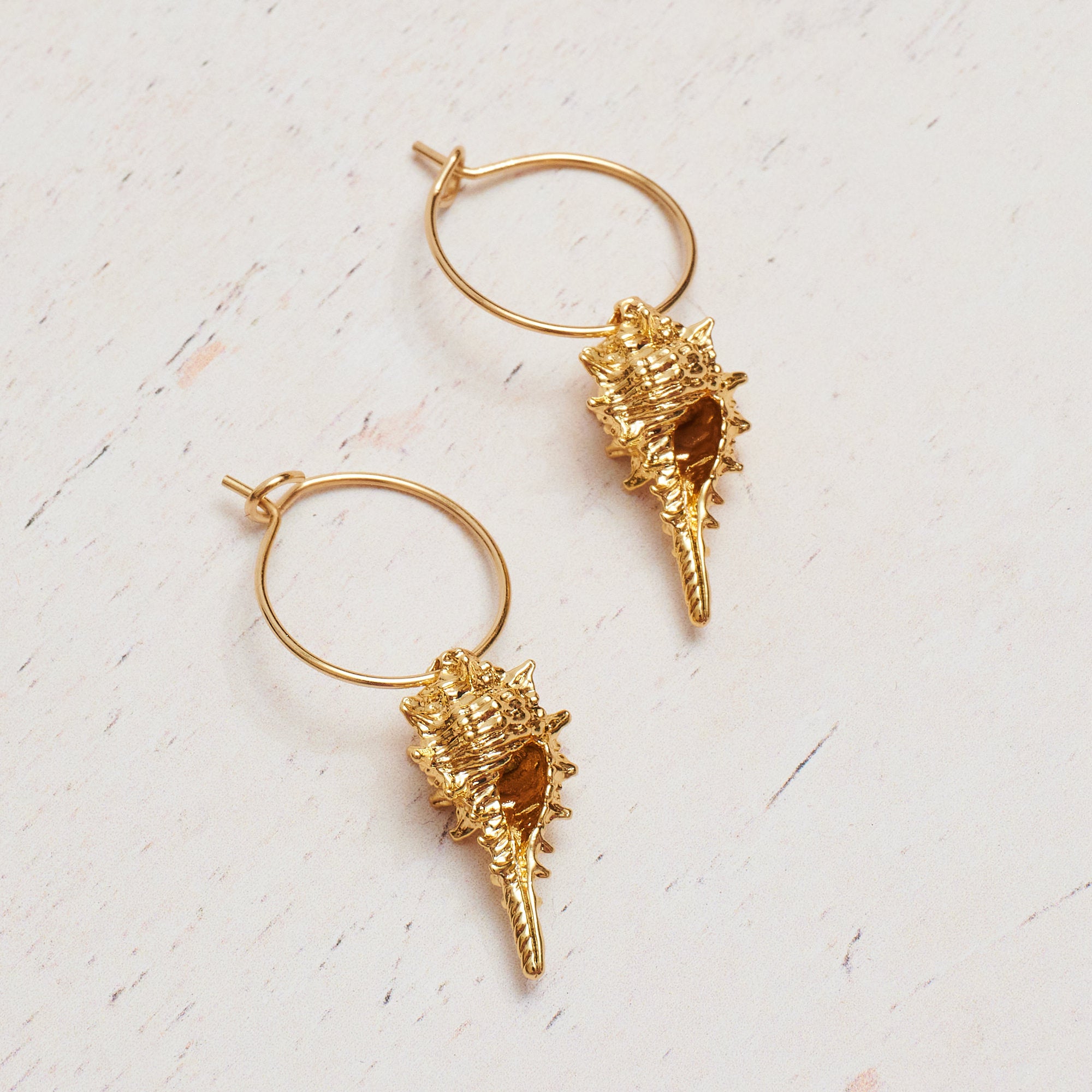 Gold Plated Hoop Earring with Gold Shells