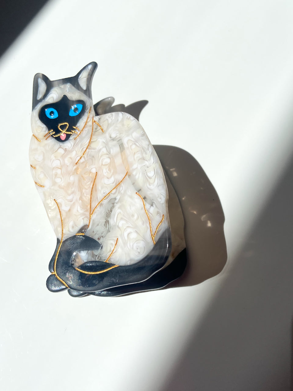 Hand painted Siamese Cat Claw Hair Clip