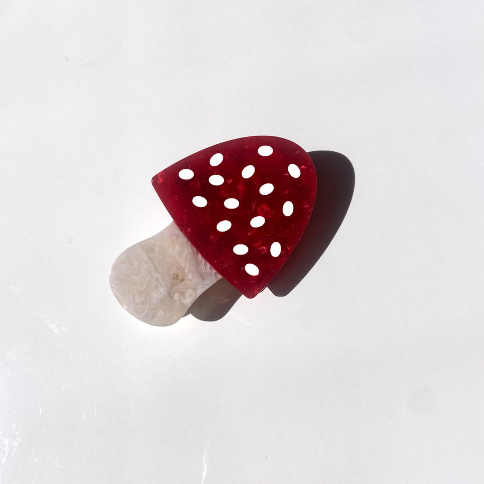 Hand painted Toadstool Mushroom Claw Hair Clip