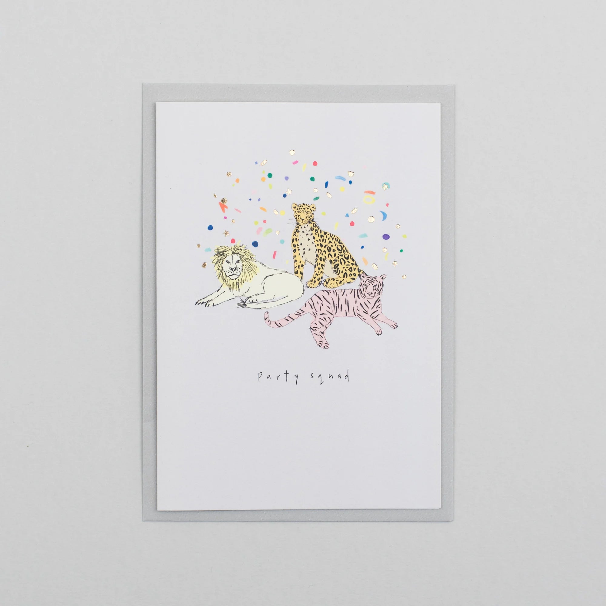 'Party Squad' Big Cats Greetings Card