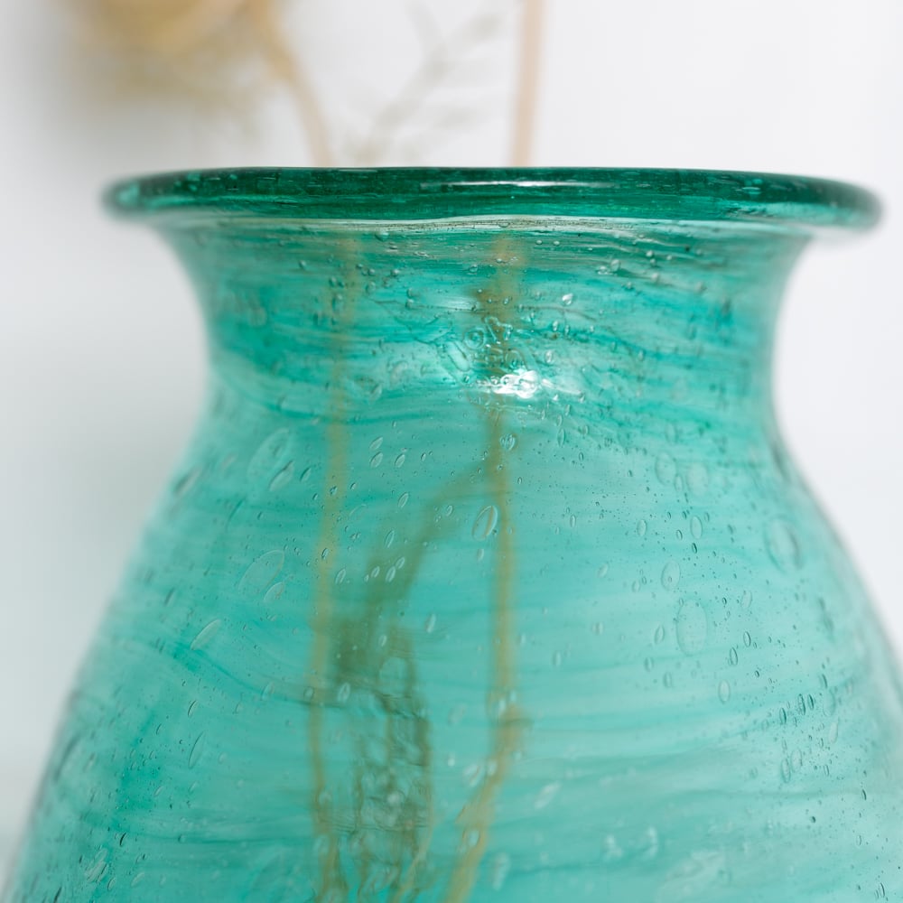 Padma Recycled Bulbous Glass Vase | Teal