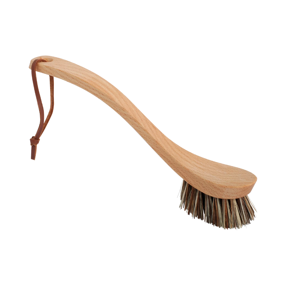 Wooden dish Brush with Curved Handle | Extra Strong