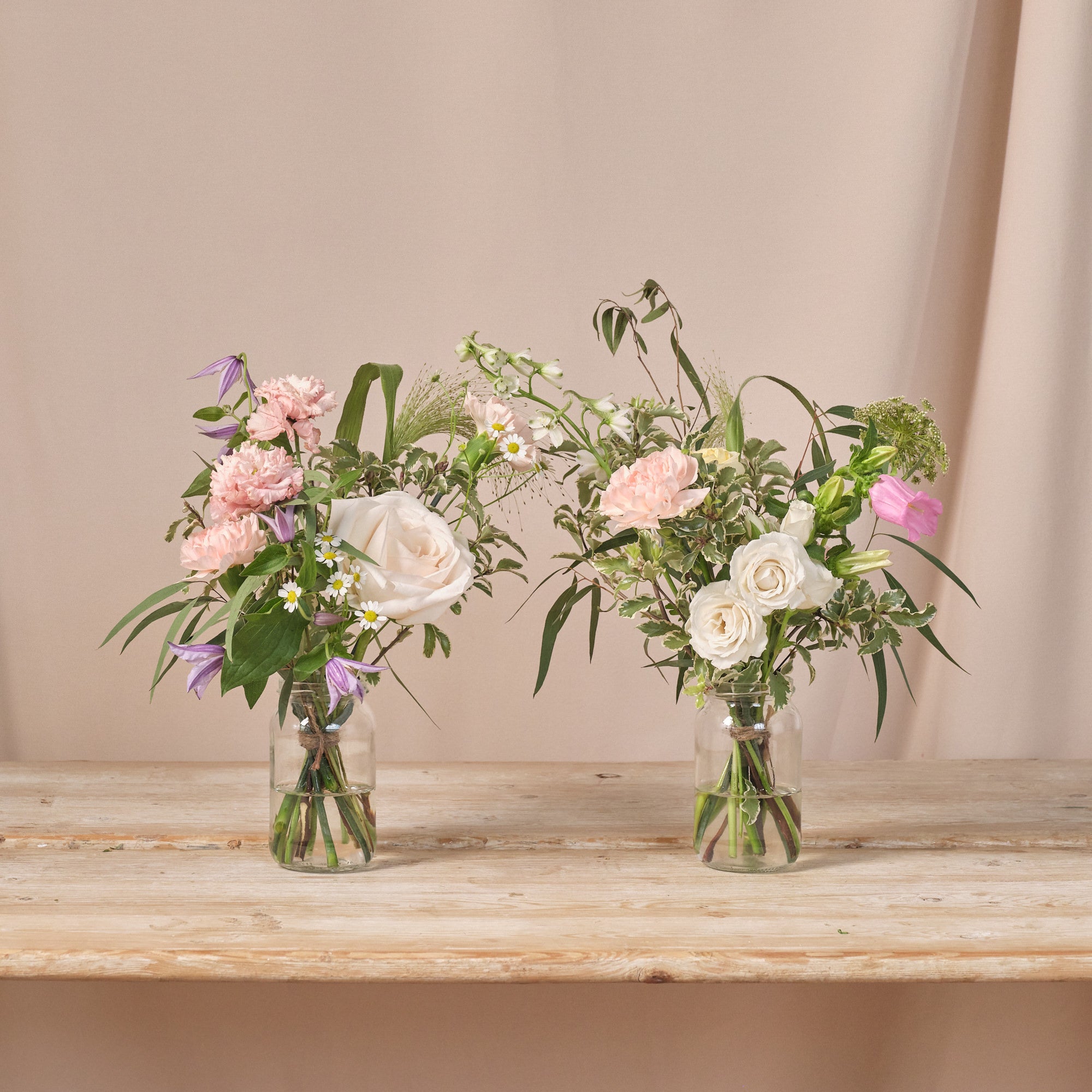 Pastel Wildflowers Jam Jar Arrangements