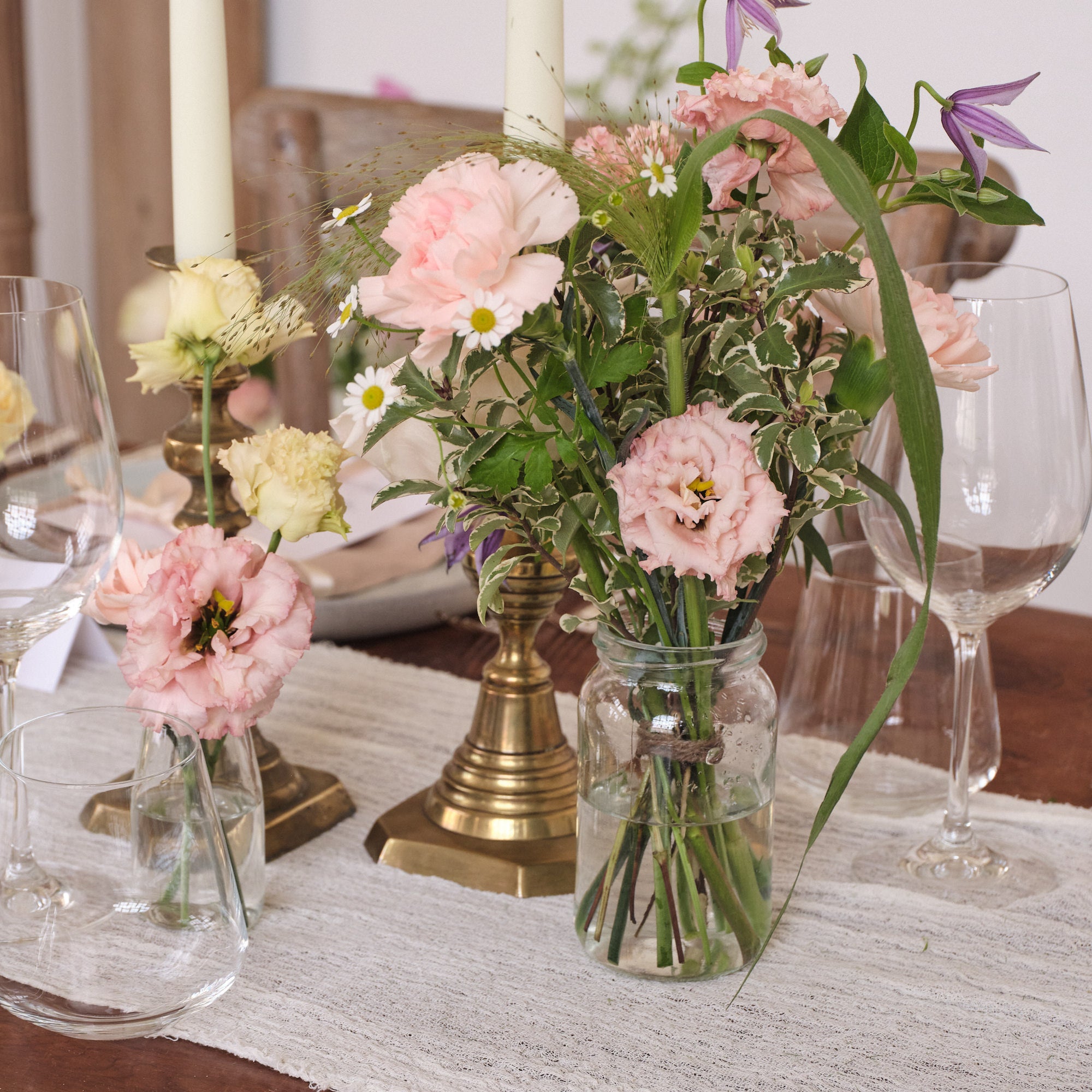 Pastel Wildflowers Jam Jar Arrangements