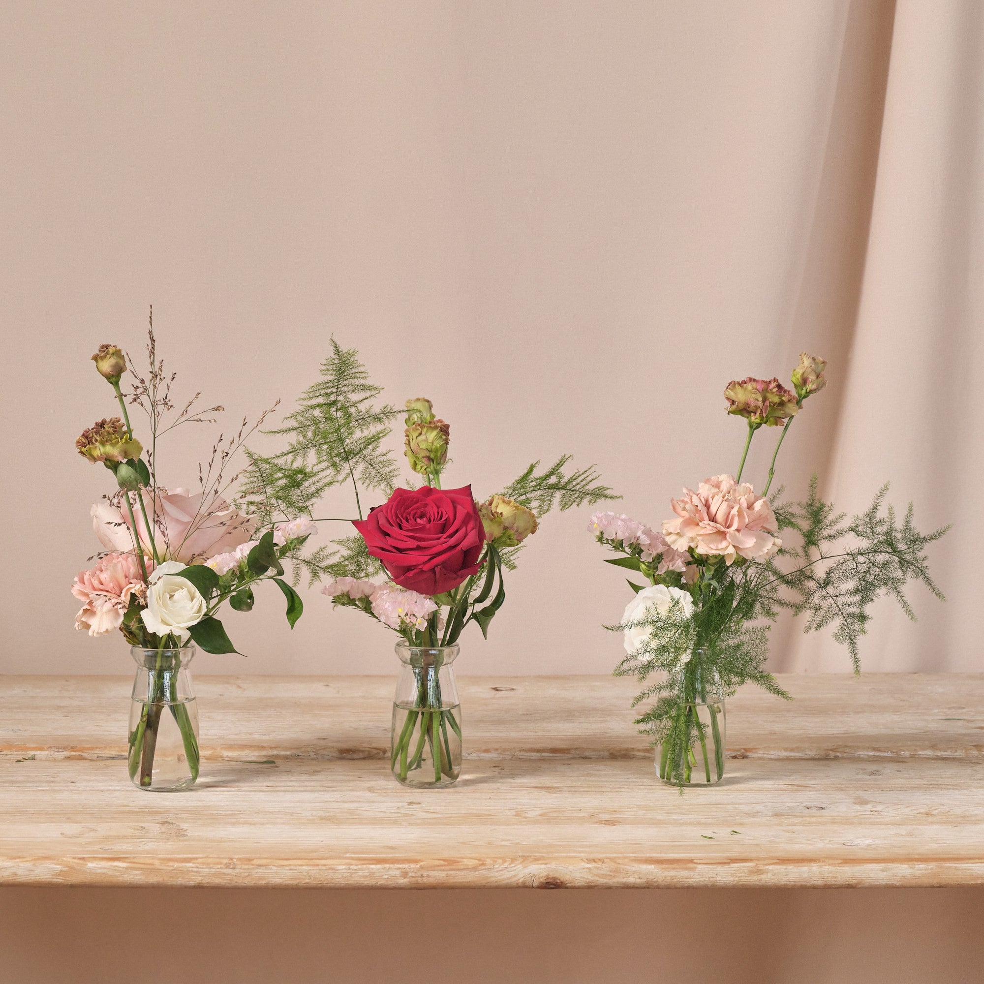 Romantic Reds Bud Vase Arrangements