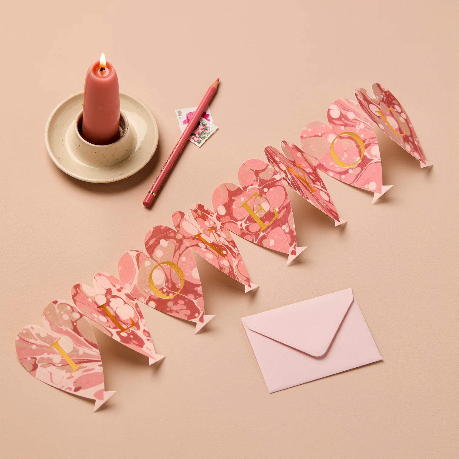 Heart Concertina 'I Love You' Mini Greetings Card