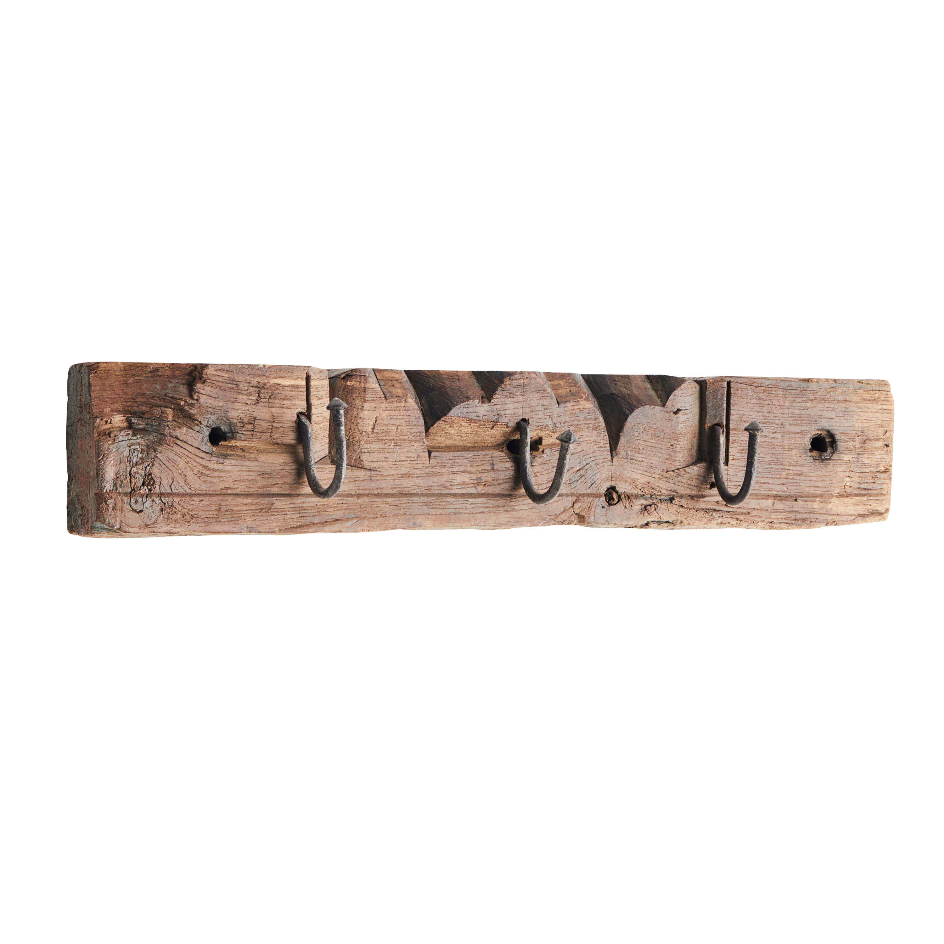 Wooden Coat Rack with Carvings