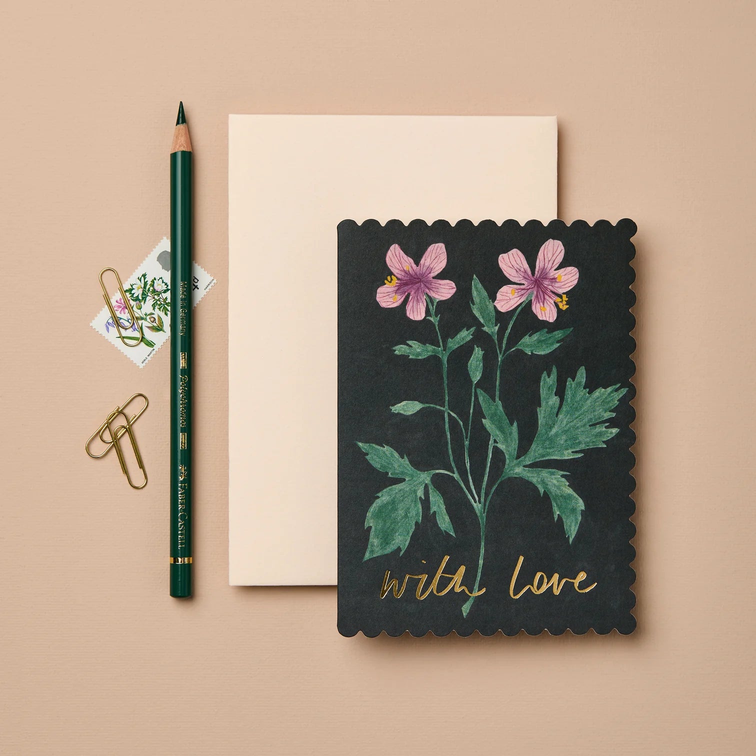 'With Love' Geranium Greetings Card