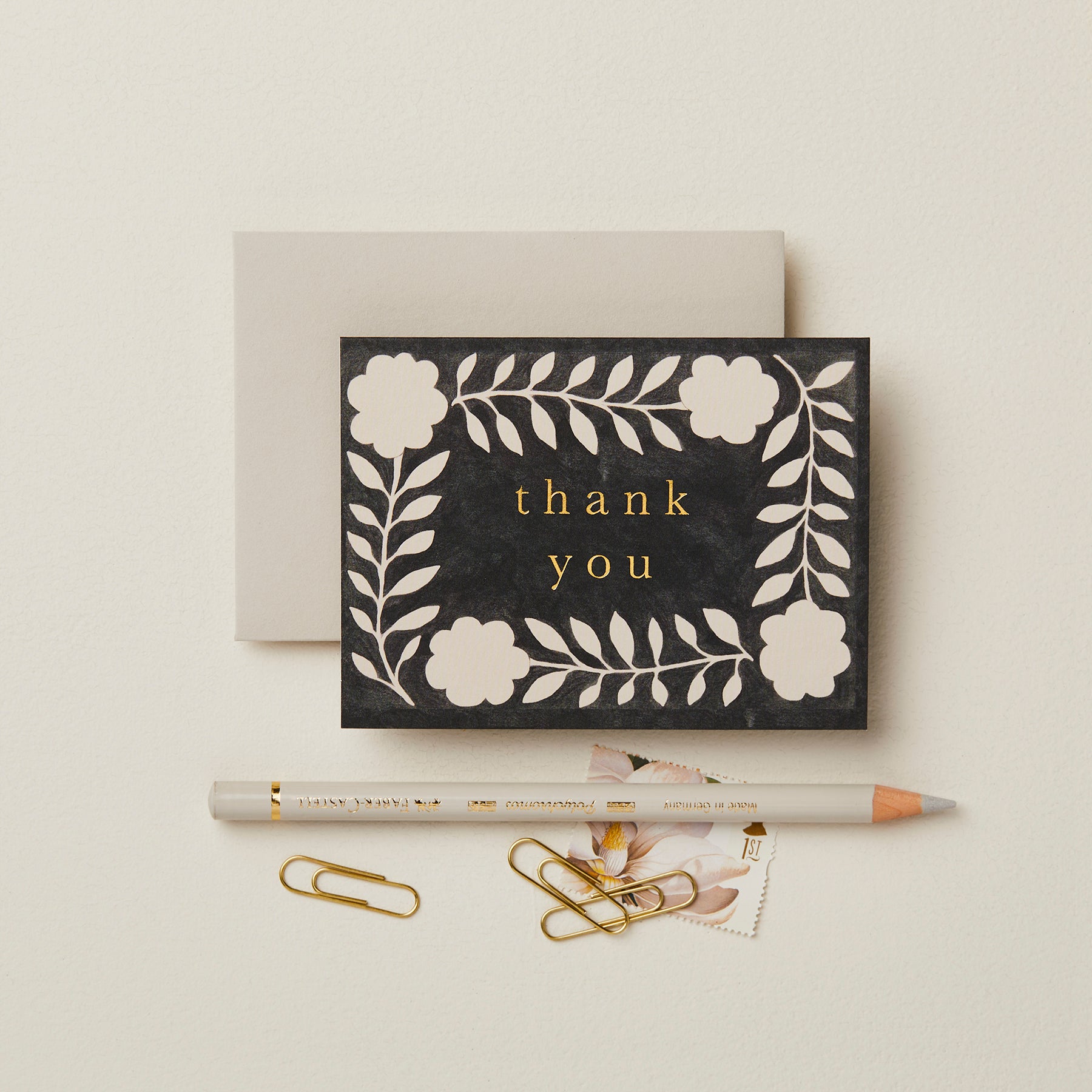 'Thank You' Ink Flora Mini Card
