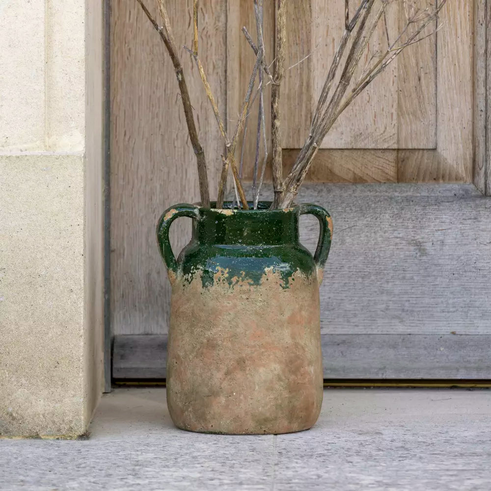 Terracotta Vase with Green Glaze