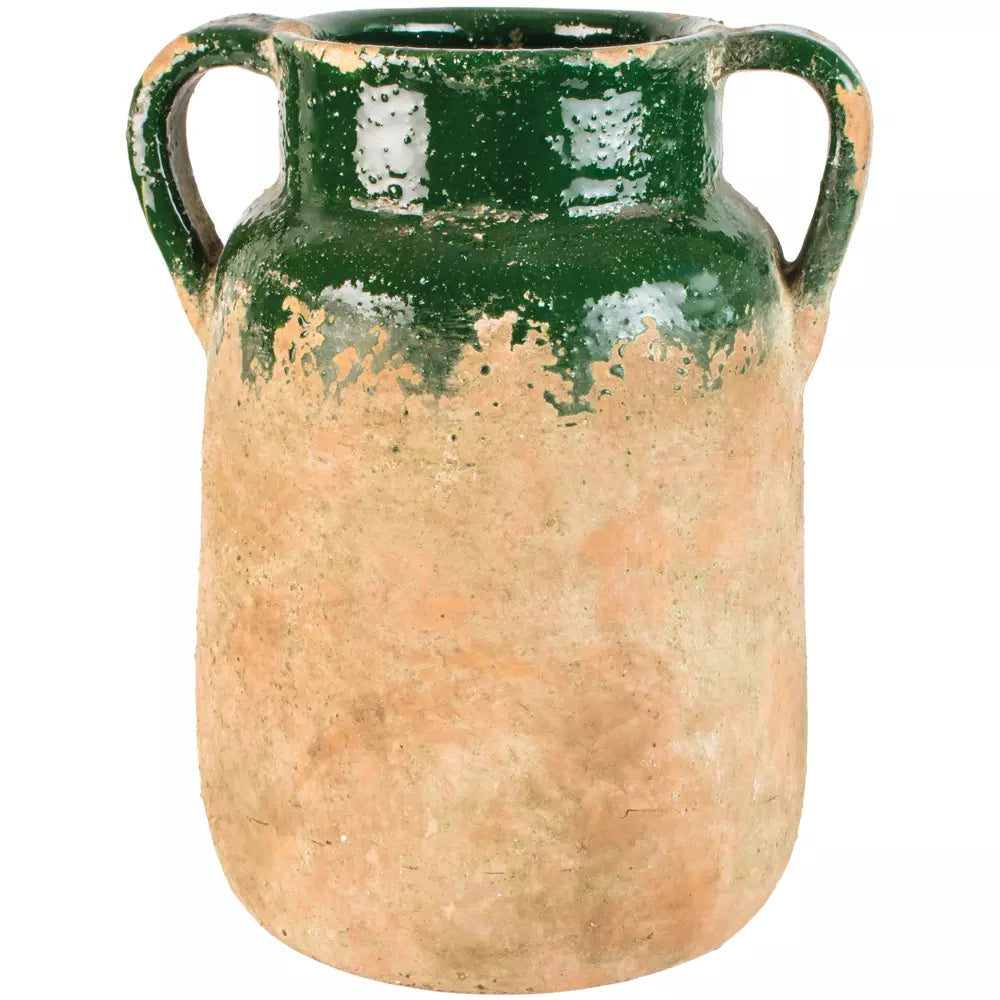 Terracotta Vase with Green Glaze