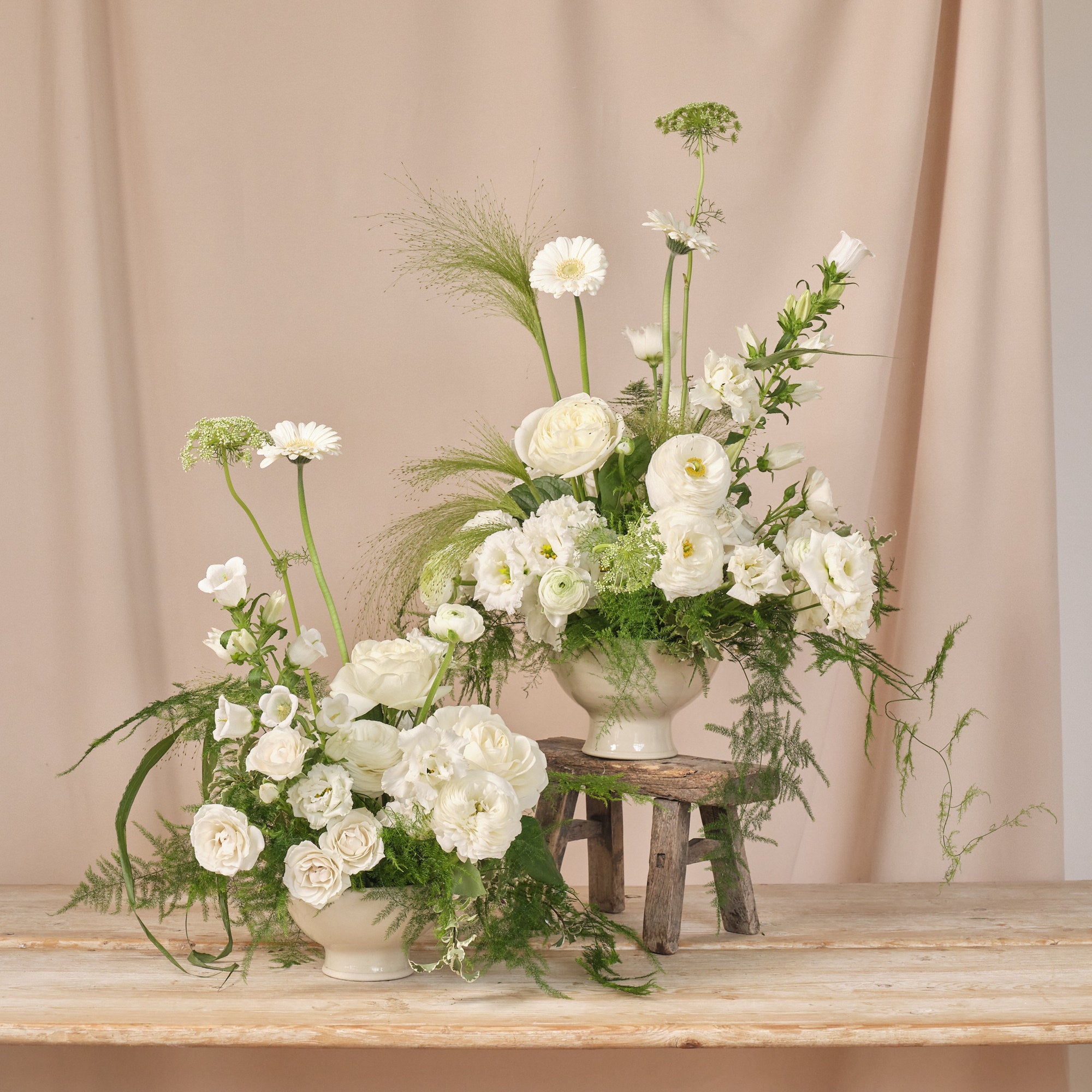 Whimsical White Bowl Arrangements