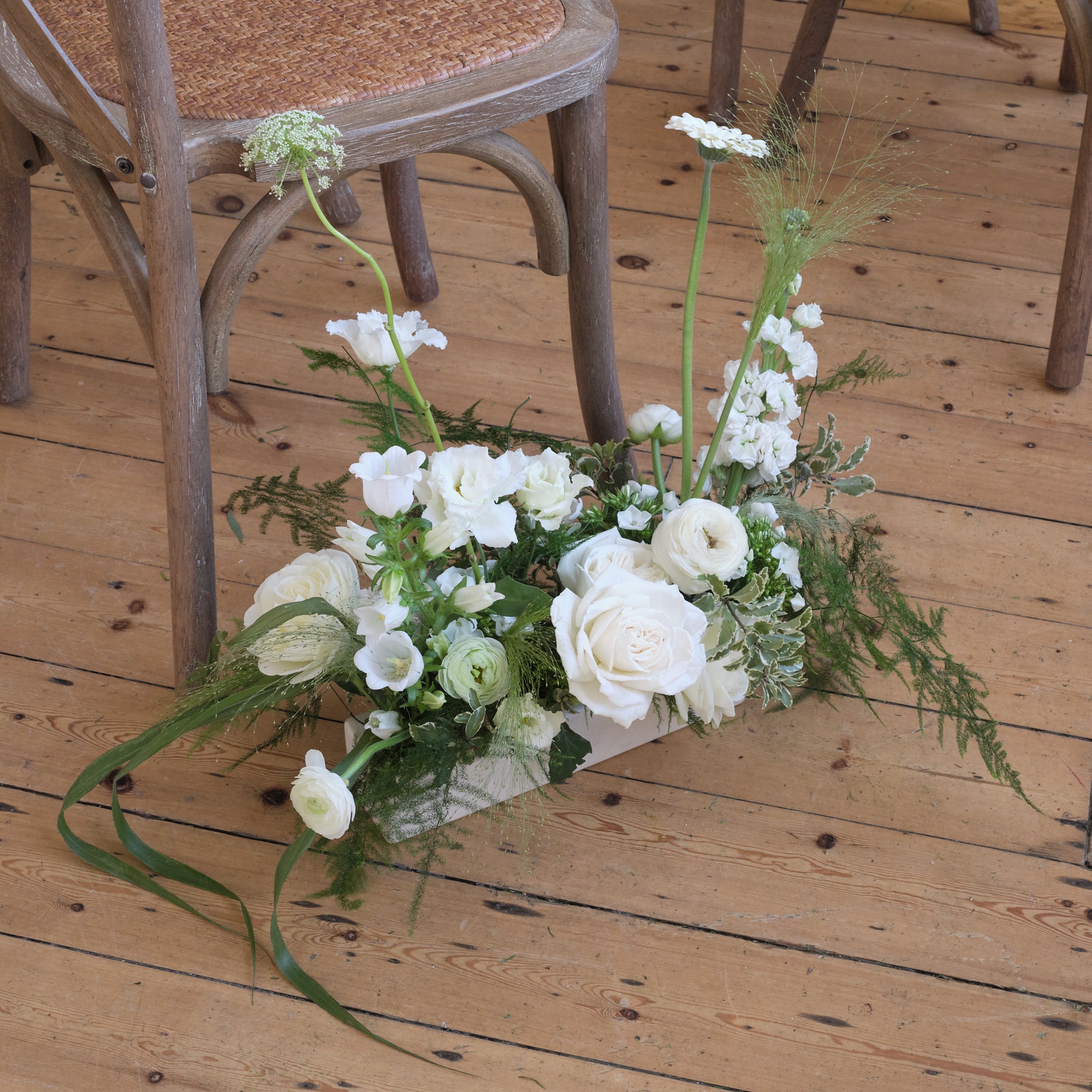 Whimsical Whites Small Trough Arrangement