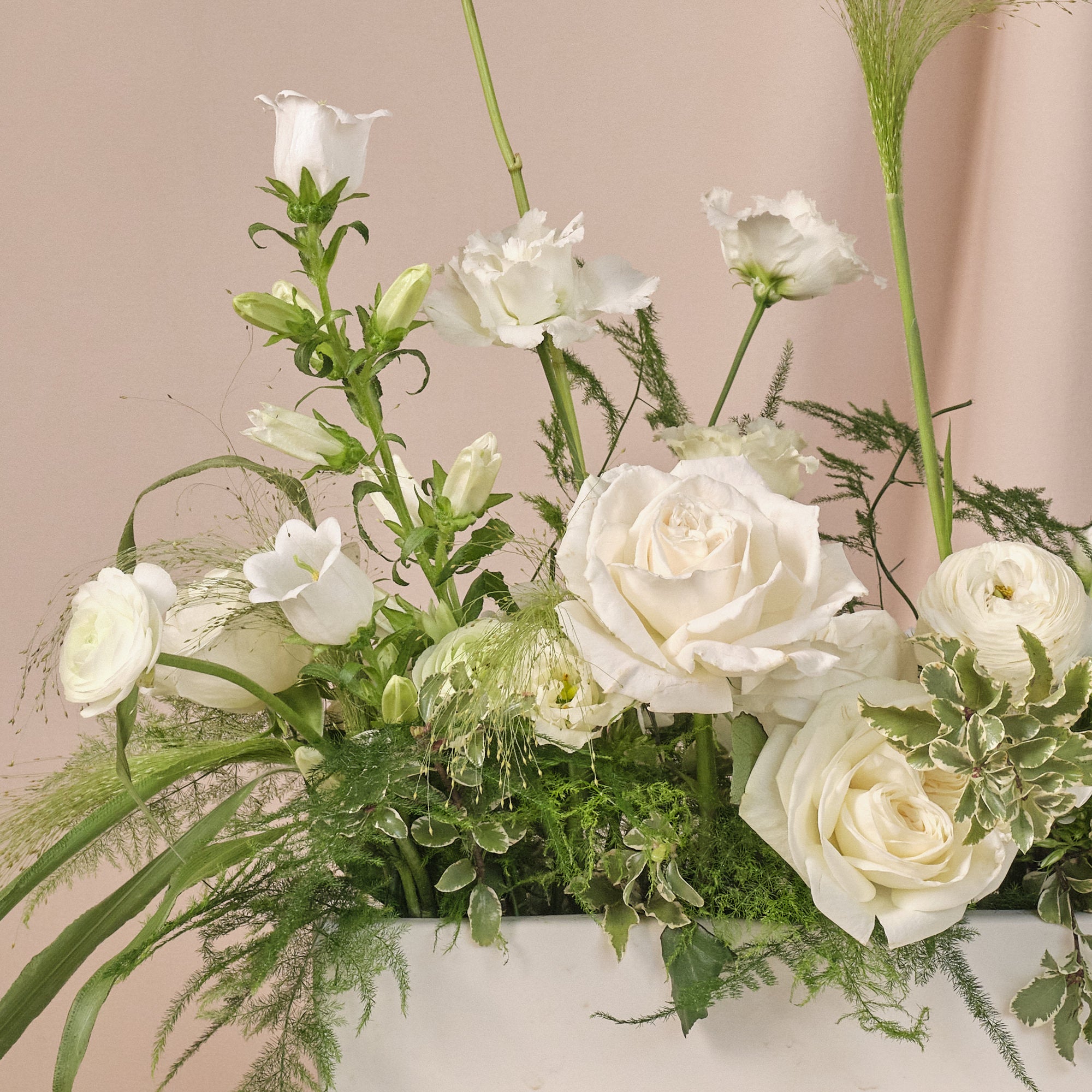 Whimsical Whites Small Trough Arrangement