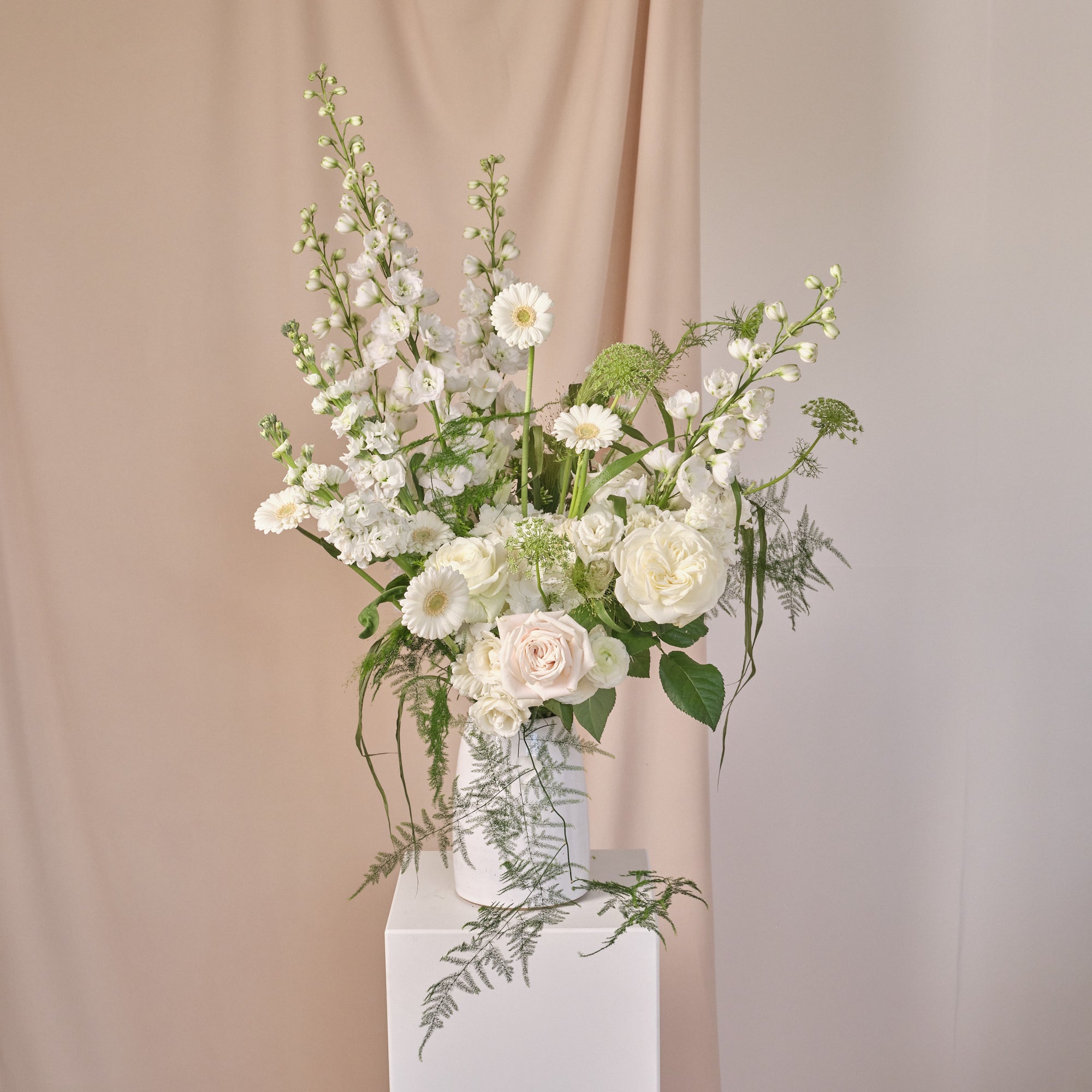 Whimsical Whites Vase Arrangements