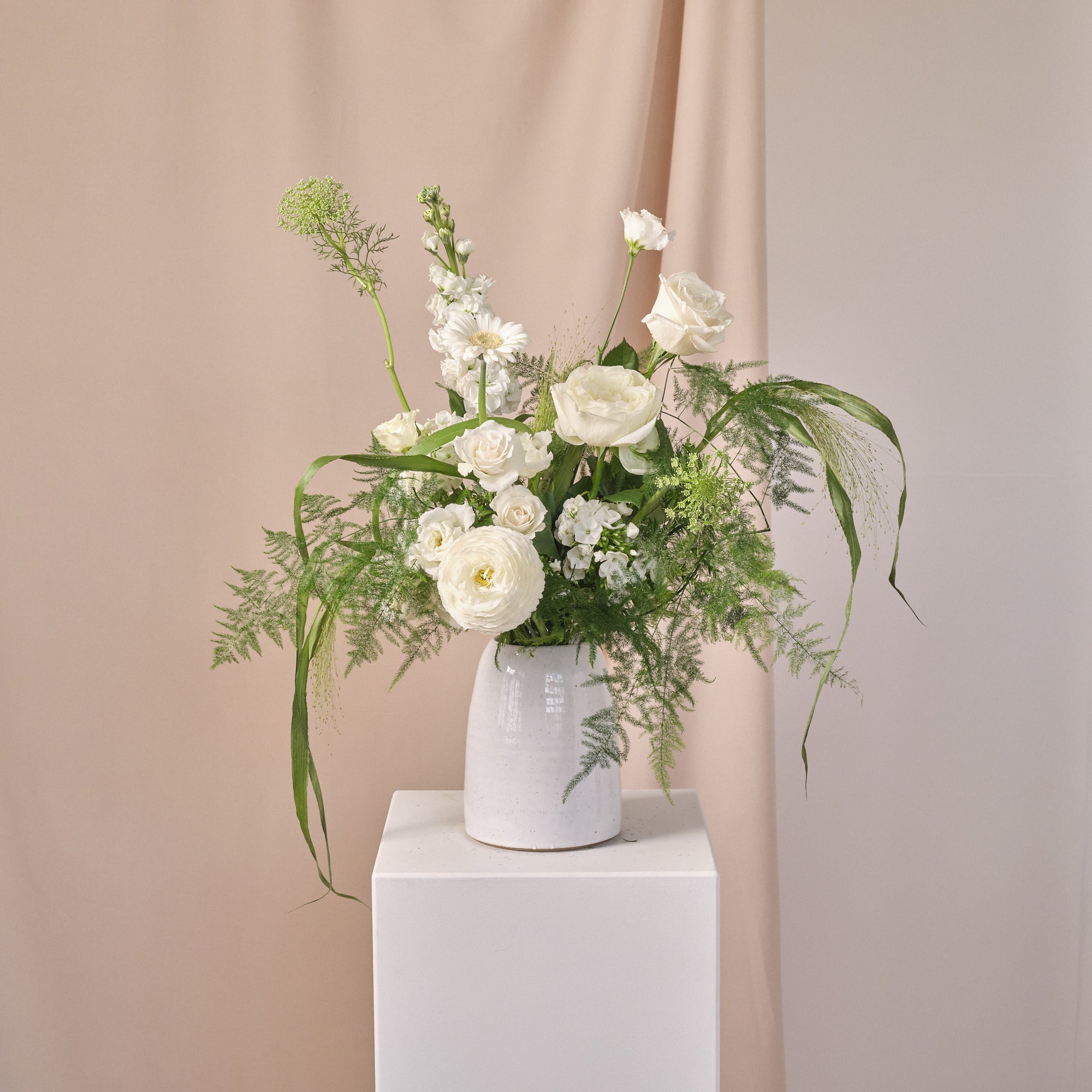 Whimsical Whites Vase Arrangements