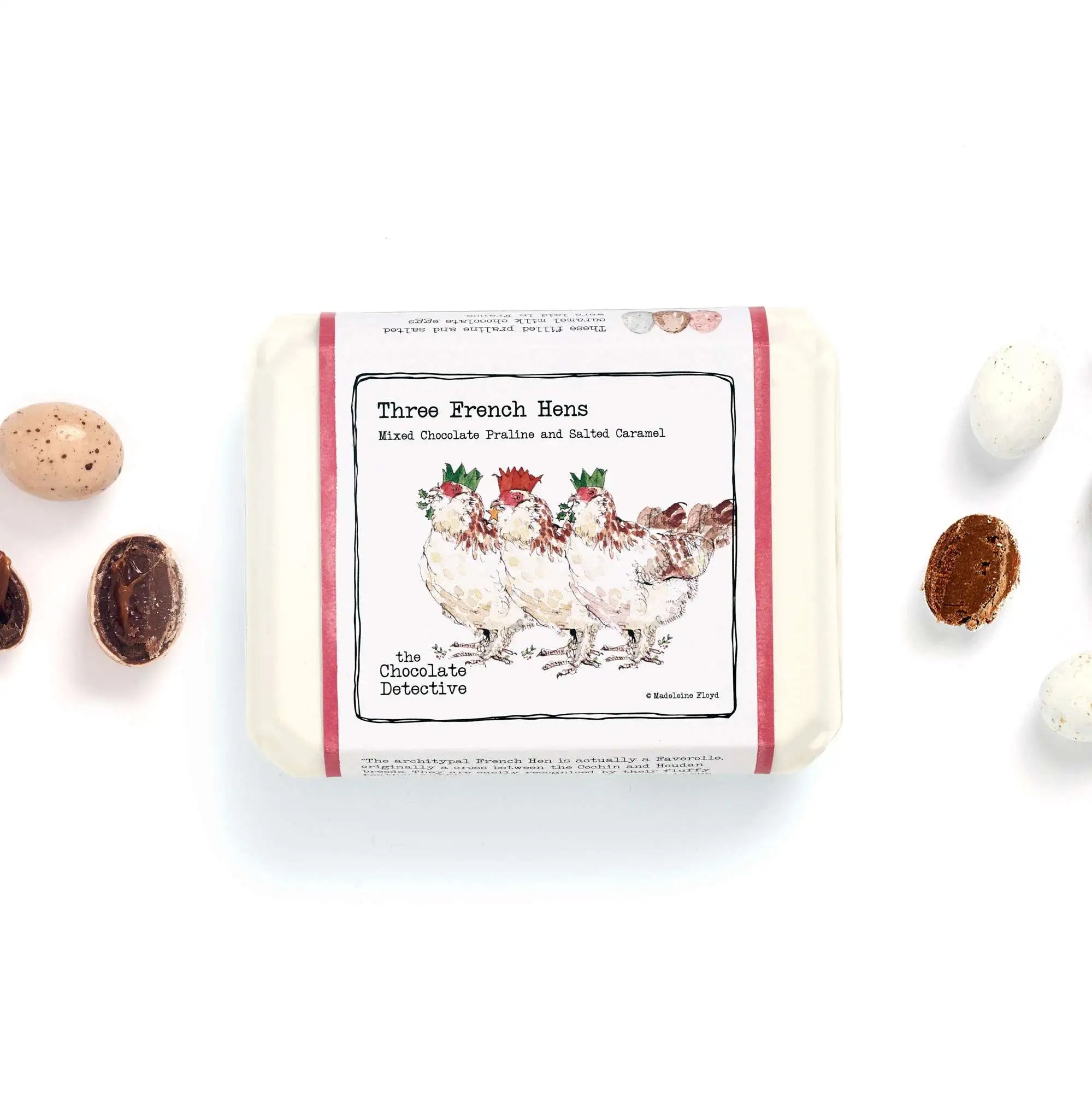 12 Mixed Chocolate Praline & Salted Caramel Three French Hens Eggs