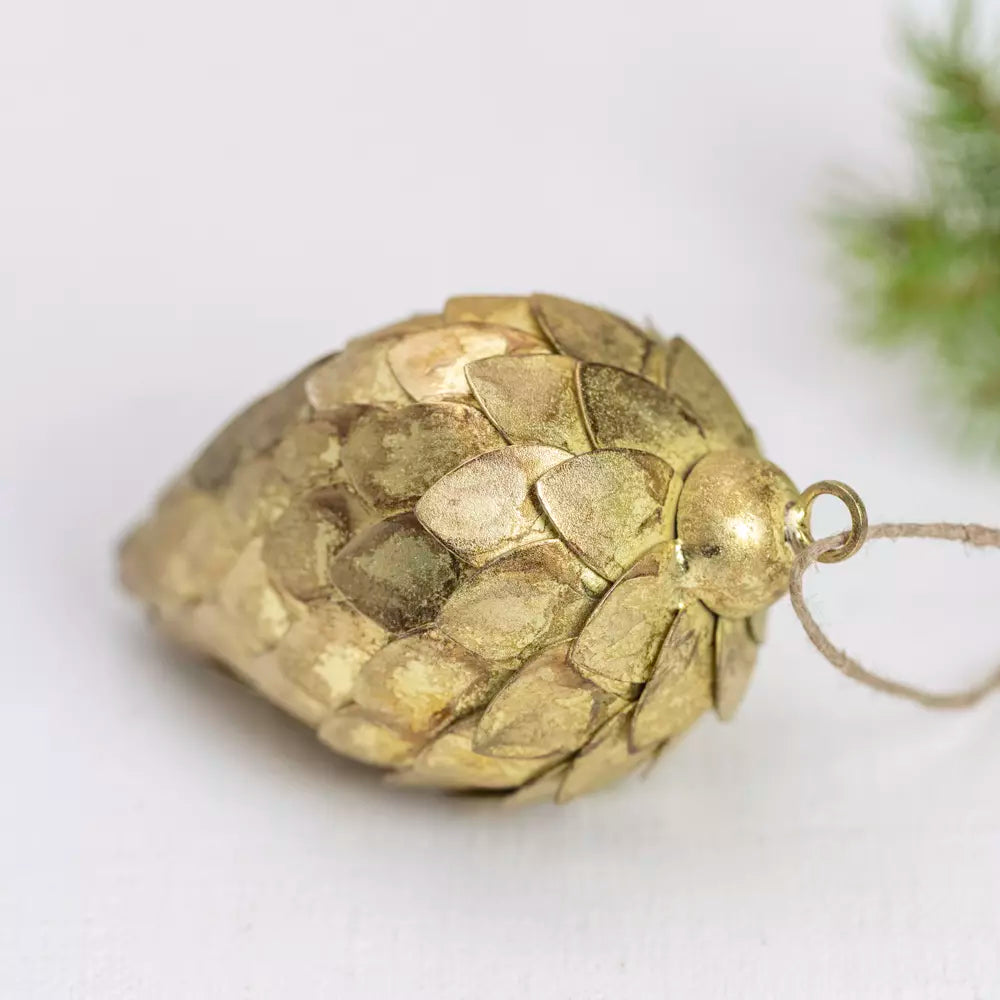 Fir Cone Gold Antique Tree Decoration