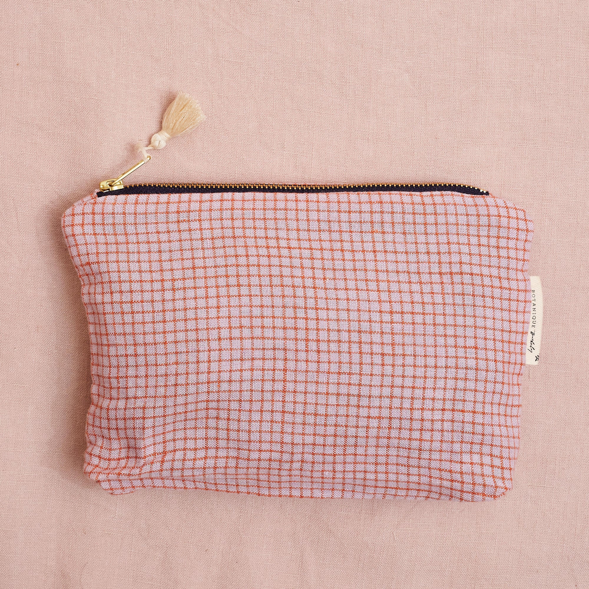 Linen Zip Pouch: Jazz Check | Two sizes available