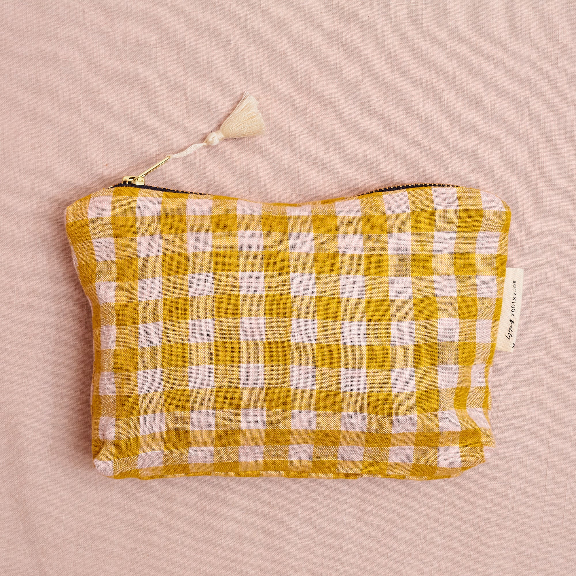 Linen Zip Pouch: Wes Gingham | Two sizes available