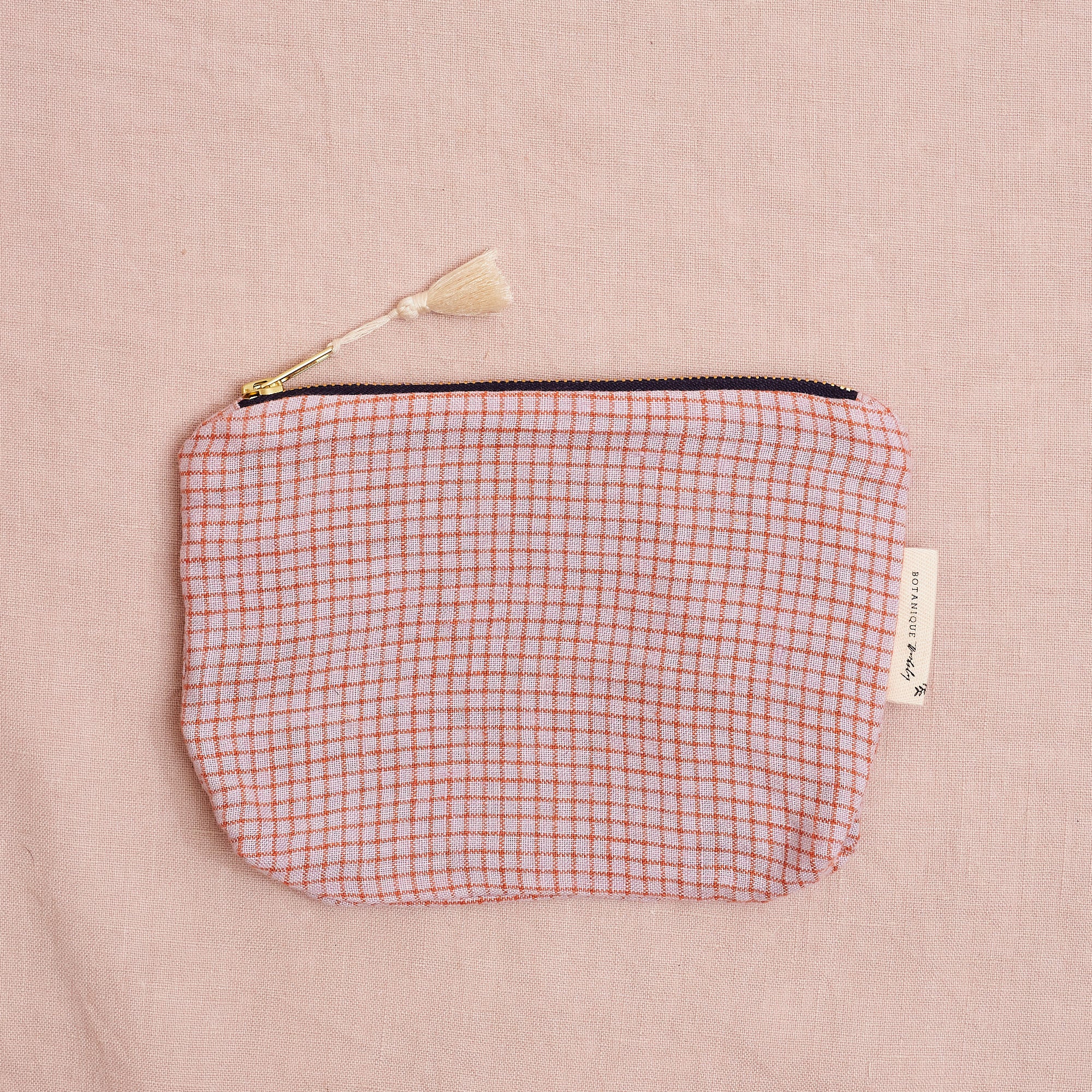 Linen Zip Pouch: Jazz Check | Two sizes available