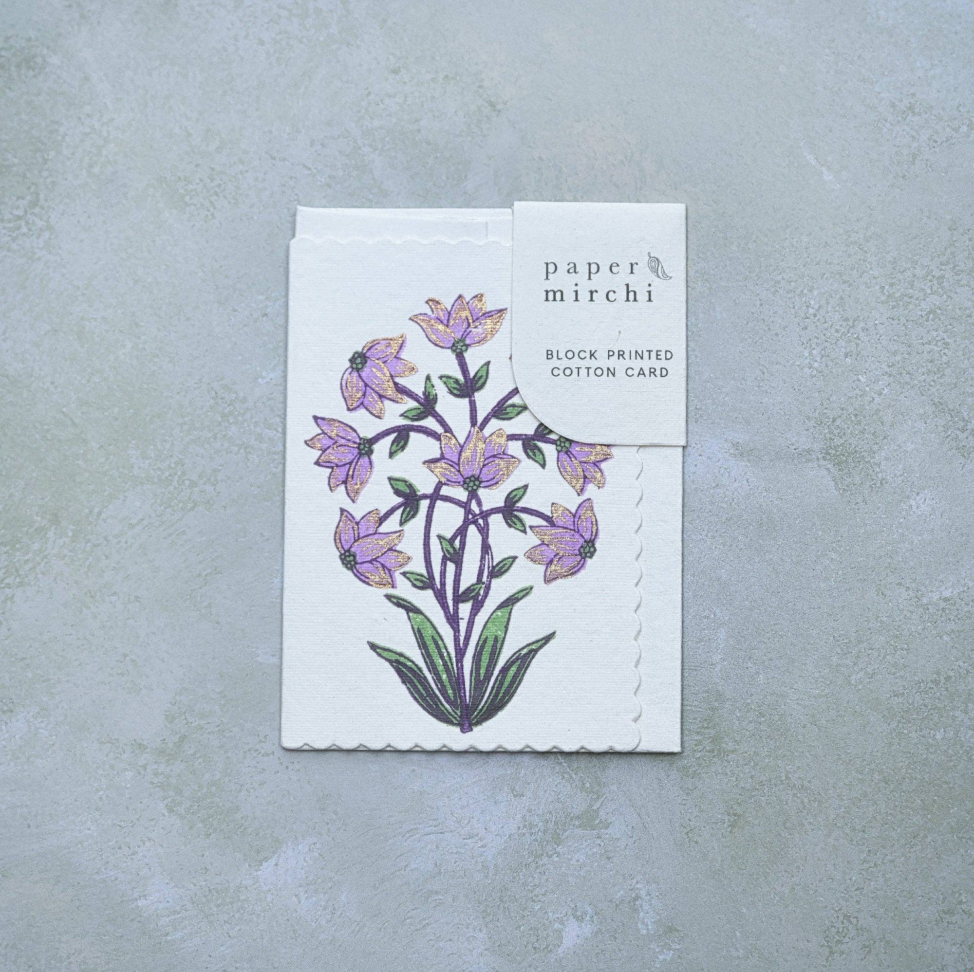 Hand Block Printed Greeting Card | Champaca Lilac