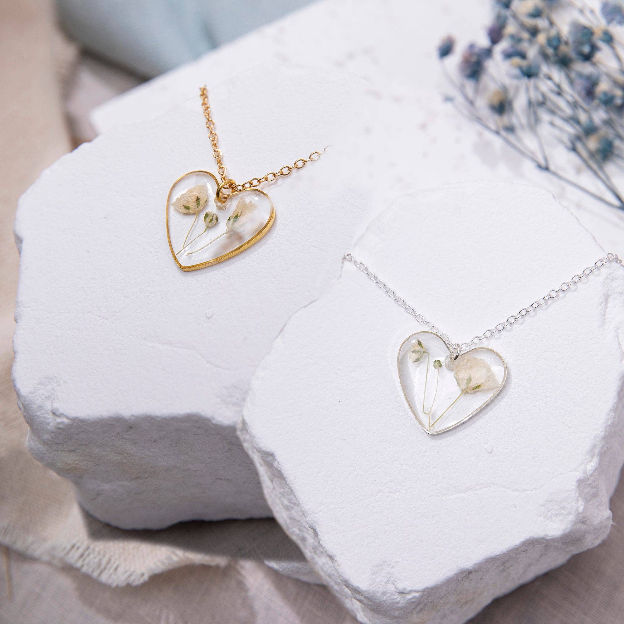 Baby Breath Heart Necklace
