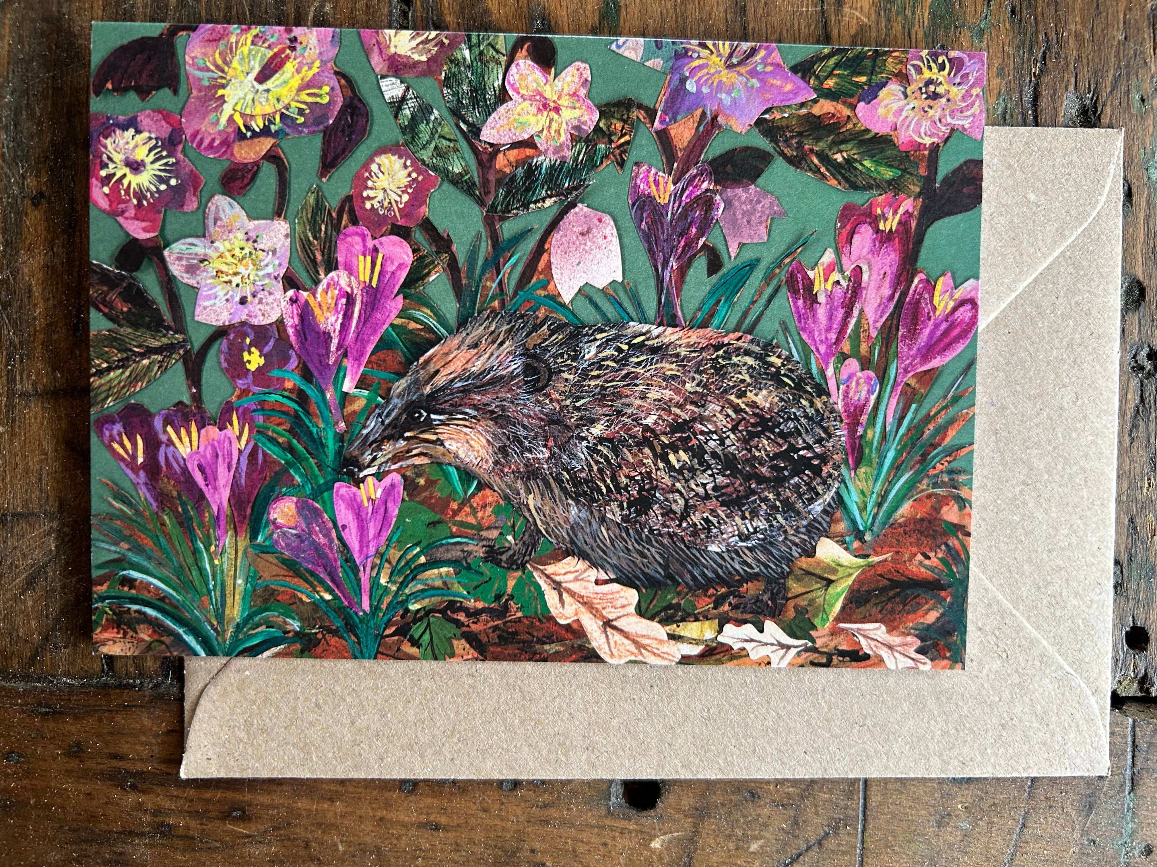 Hedgehog in the Hellebores Greetings Card