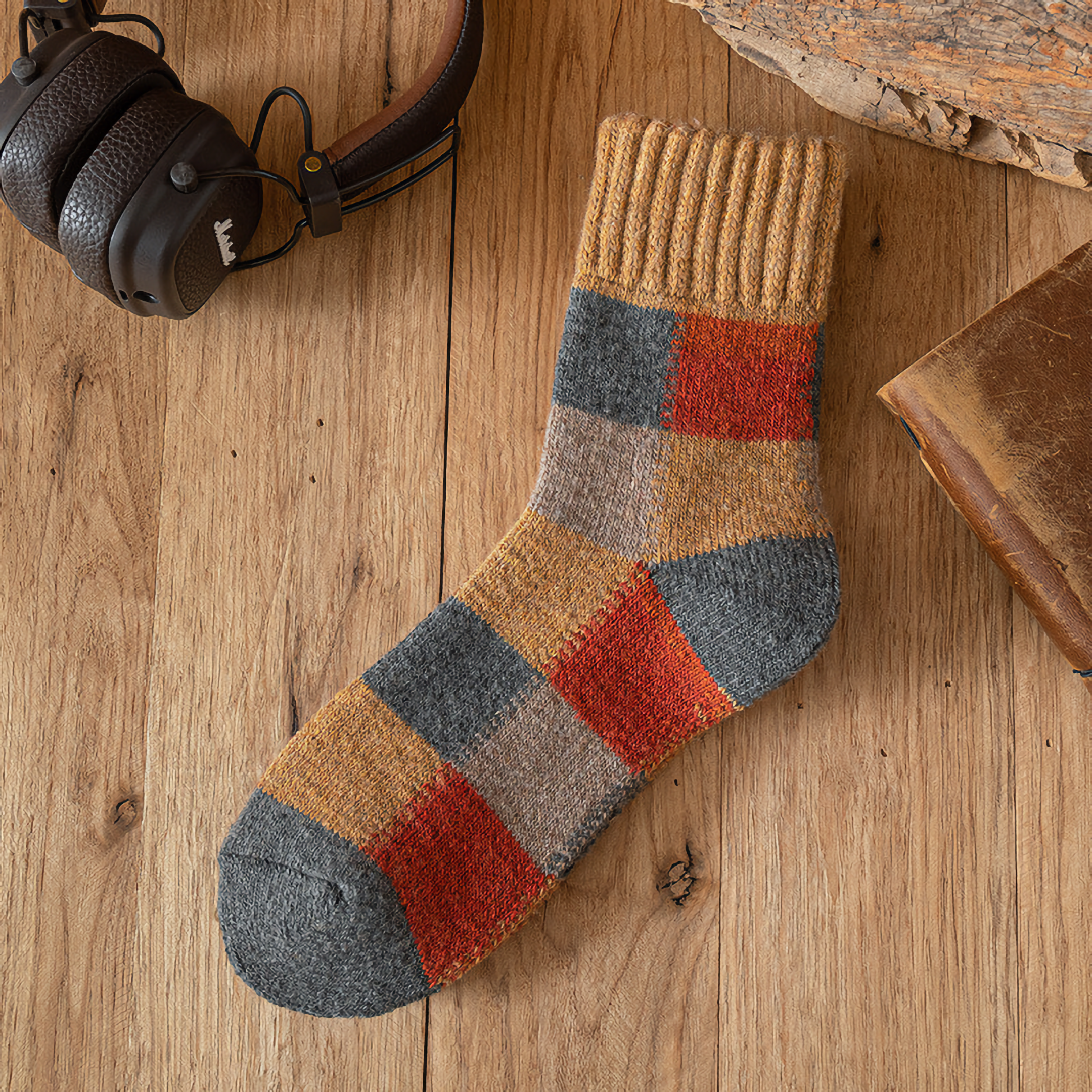 Men's Winter Multicoloured Thick Wool Socks | 2 Colours Available