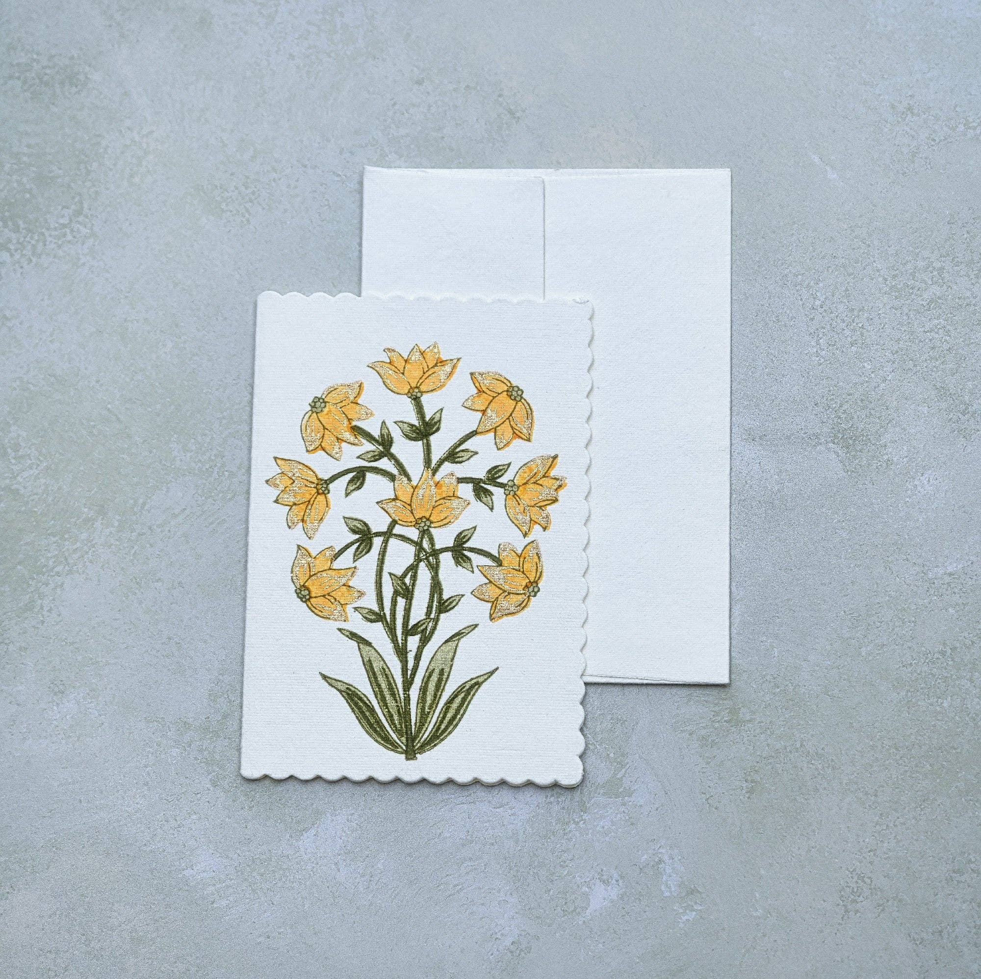 Hand Block Printed Greeting Card | Champaca Saffron