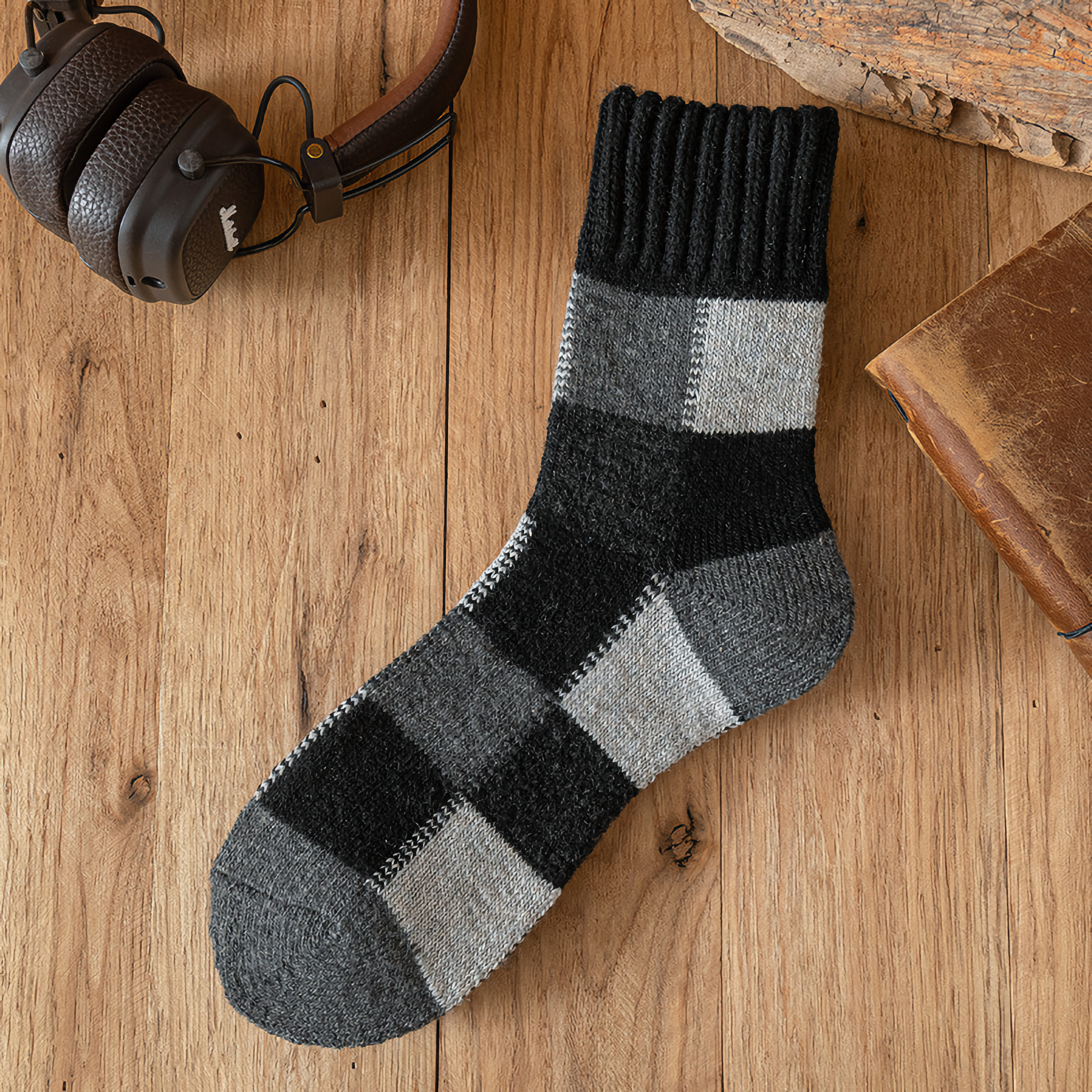 Men's Winter Multicoloured Thick Wool Socks | 2 Colours Available