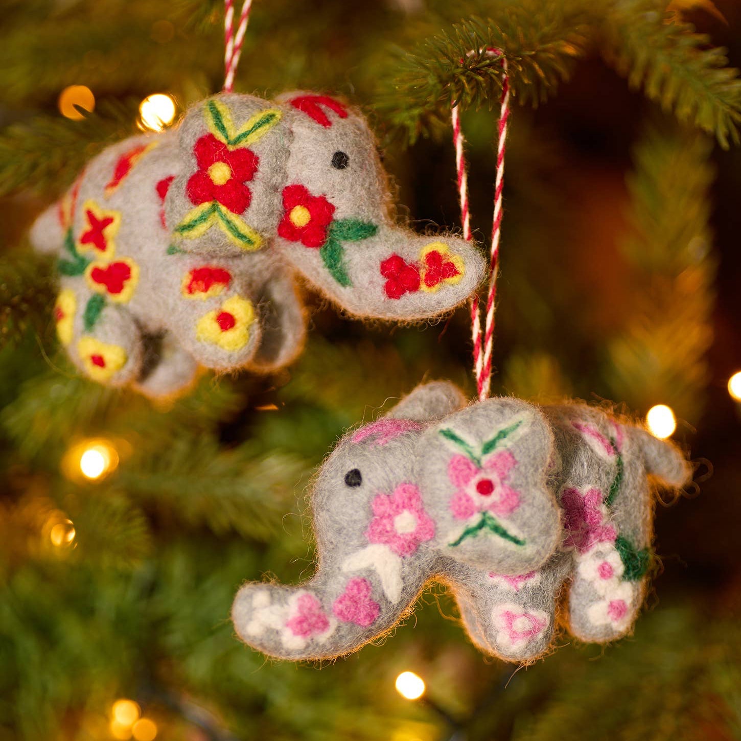 Embroidered Felt Elephant Decoration | 2 Designs Available